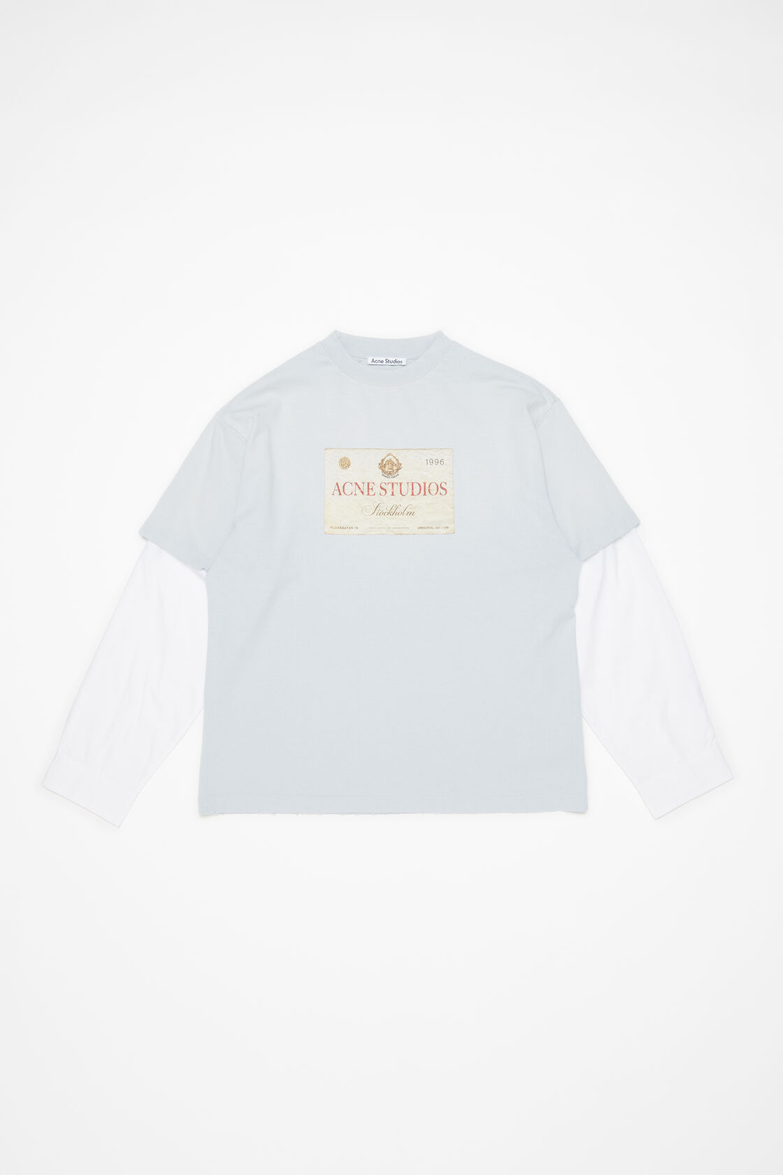 Layered print t-shirt, 라이트 그레이, 2000x