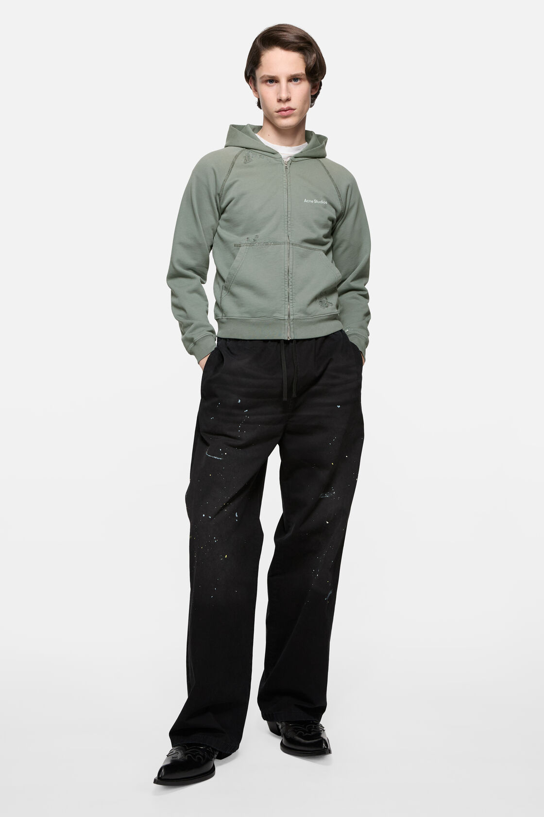 Mended fleece hoodie, Slate grey, 2000x