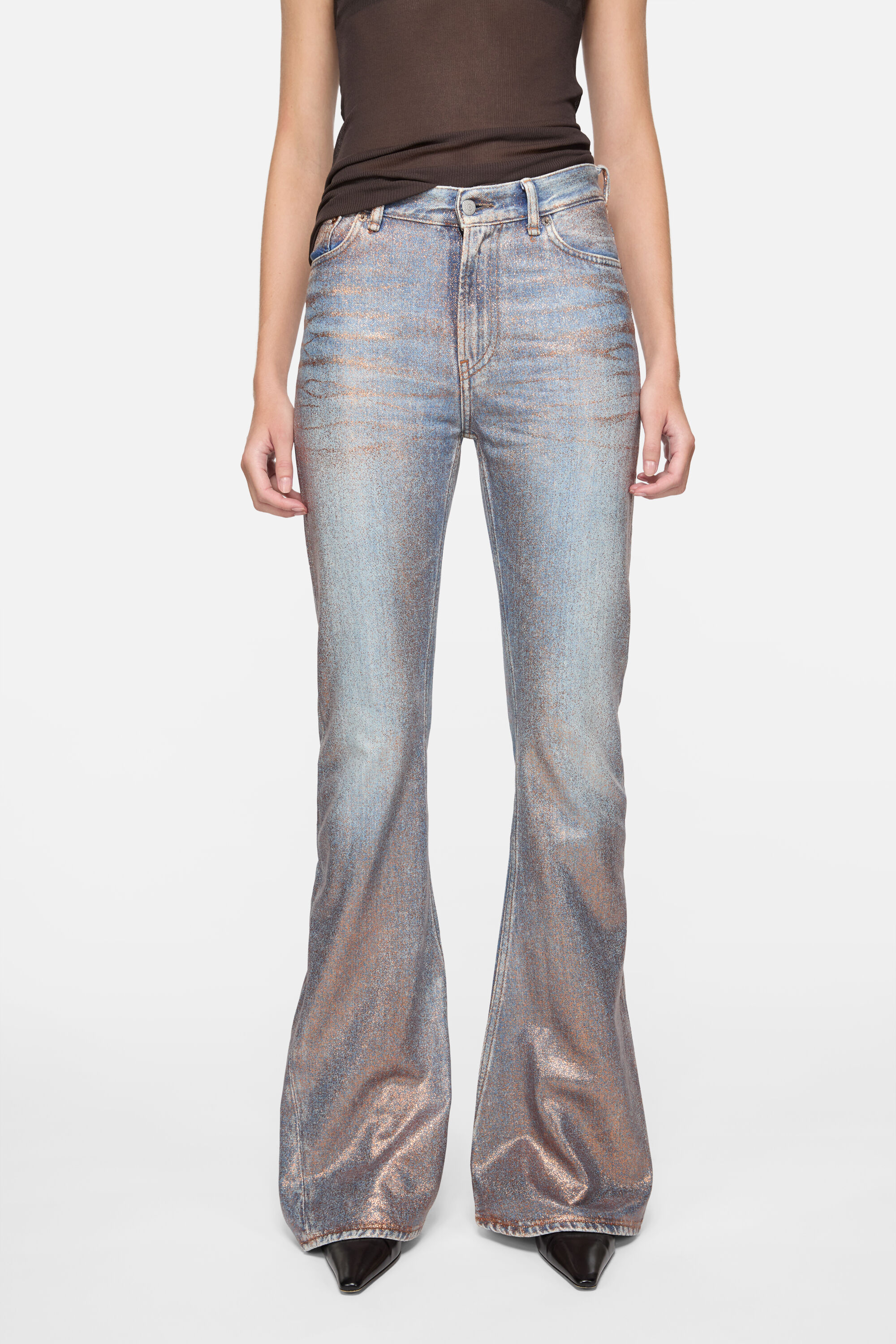 Acne Studios - Fitted glitter jeans - 2025F - Rose copper/light blue