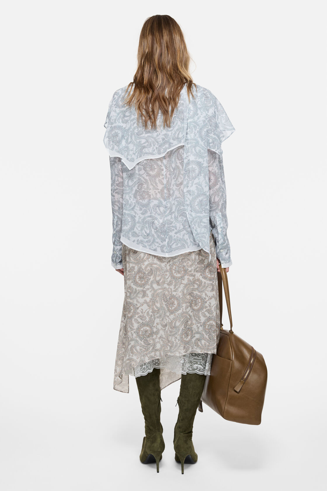 Silk paisley blouse, Light blue/beige, 2000x