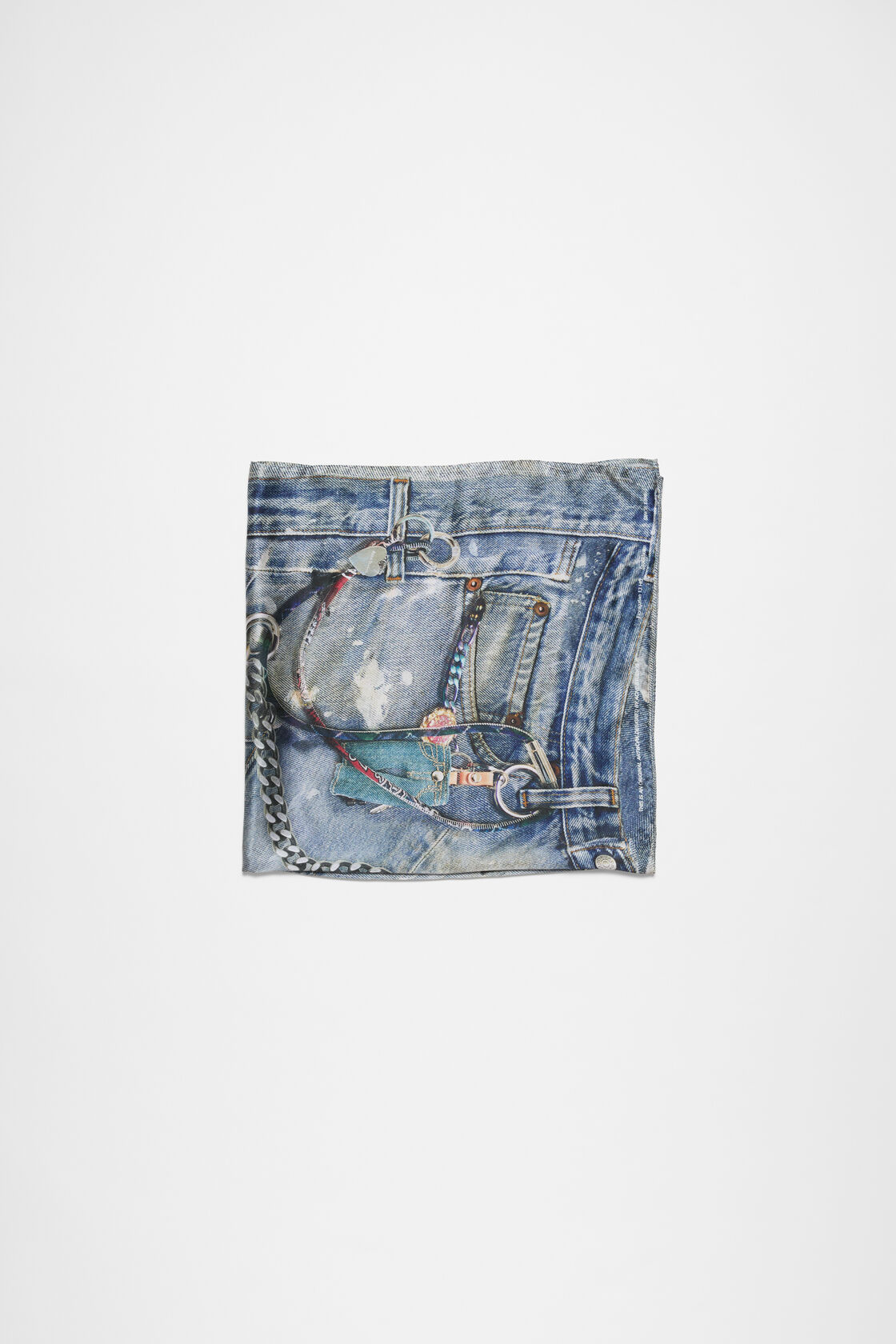 Printed silk scarf, Denim blue, 2000x