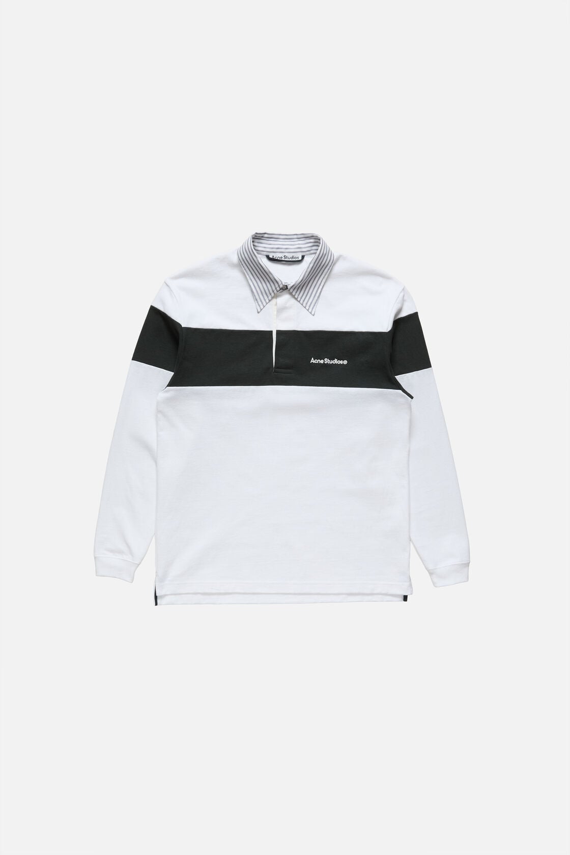 Striped polo sweatshirt, White/black, 2000x