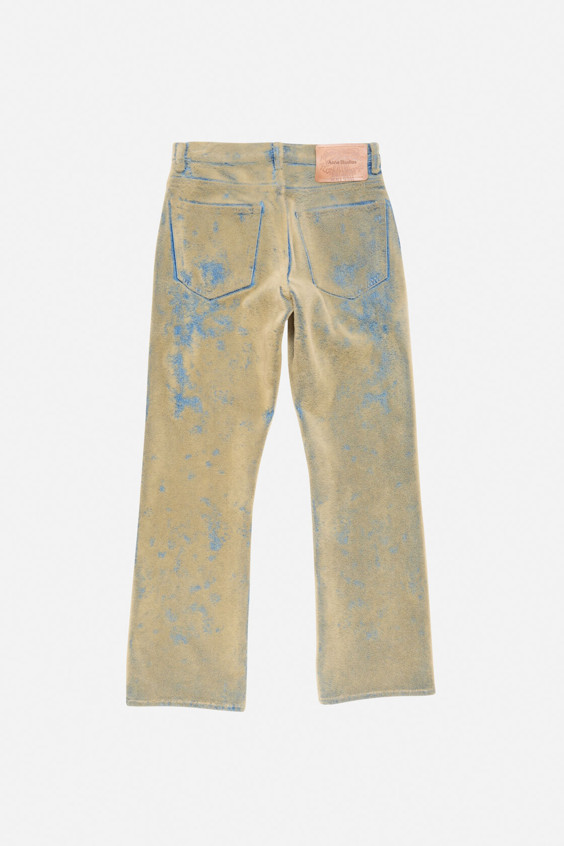 Flocked denim trousers - Loose fit, Blue/beige, 2000x