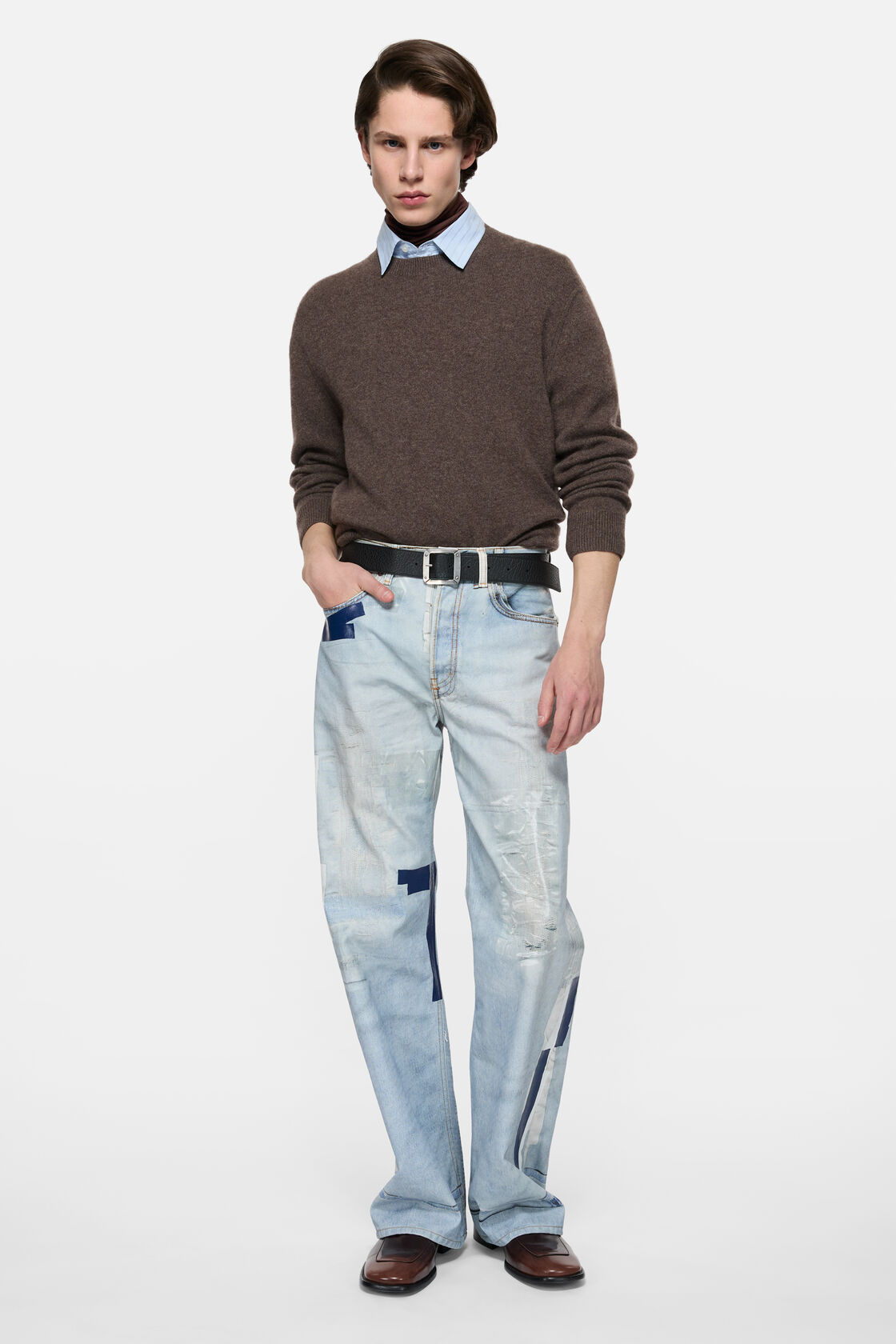 Cashmere sweater with logo, Walnut brown, 2000x