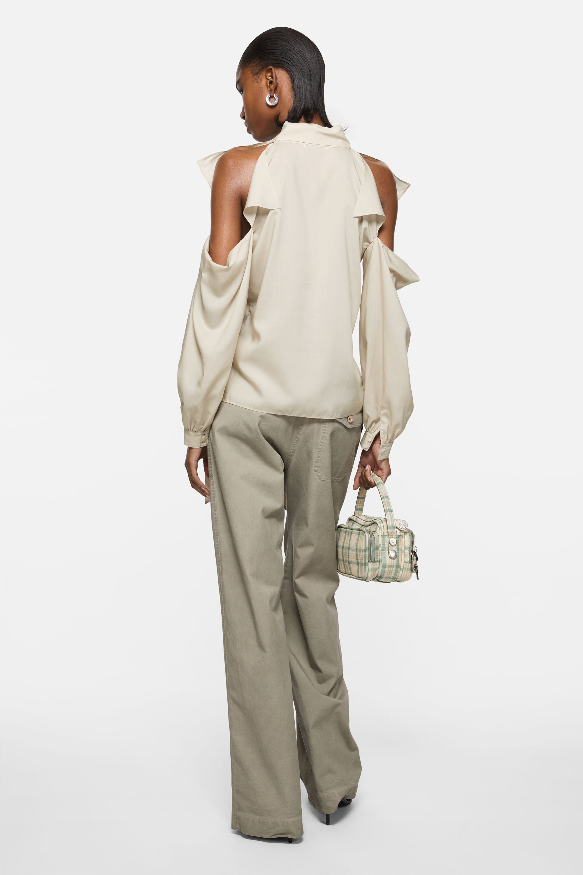 Acne Studios - Cut-out blouse with bow - Light beige