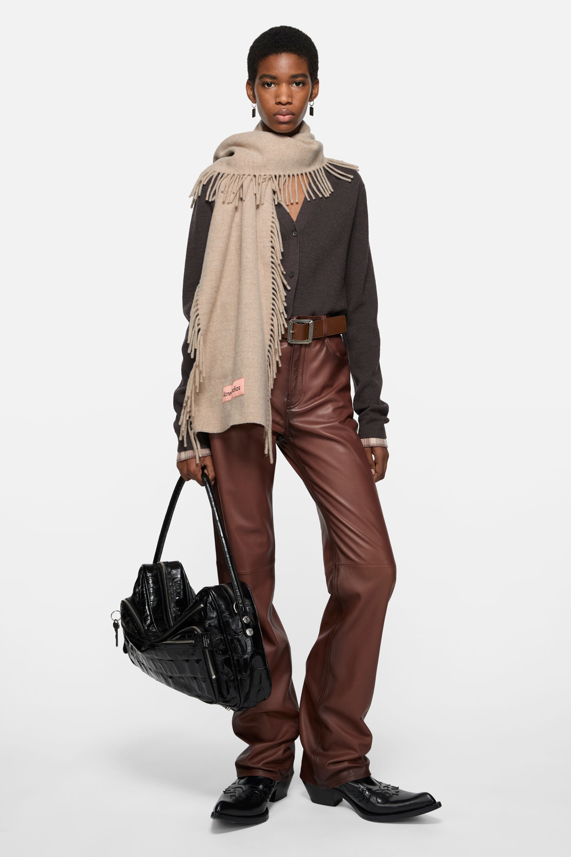 Acne Studios - フリンジウールスカーフ - オートミールメランジ