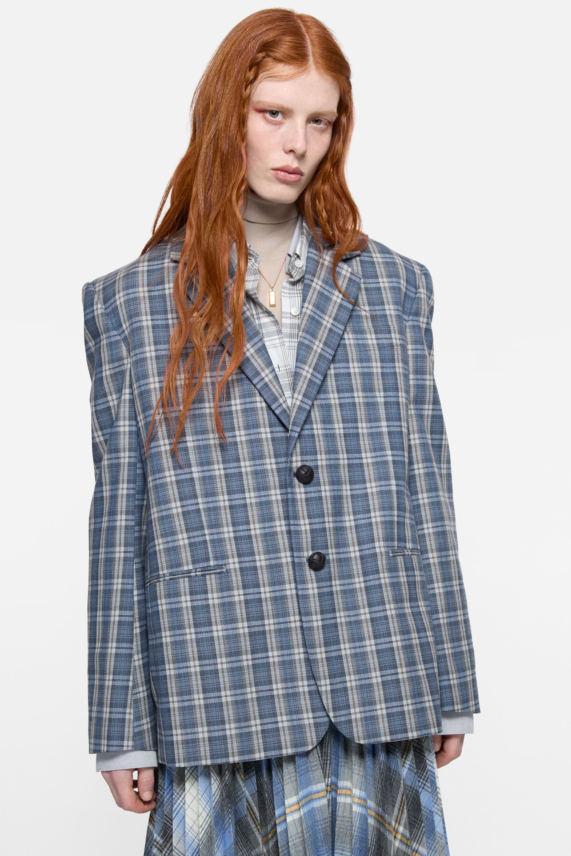 Acne Studios - チェックウールスーツジャケット - ブルー/イエロー