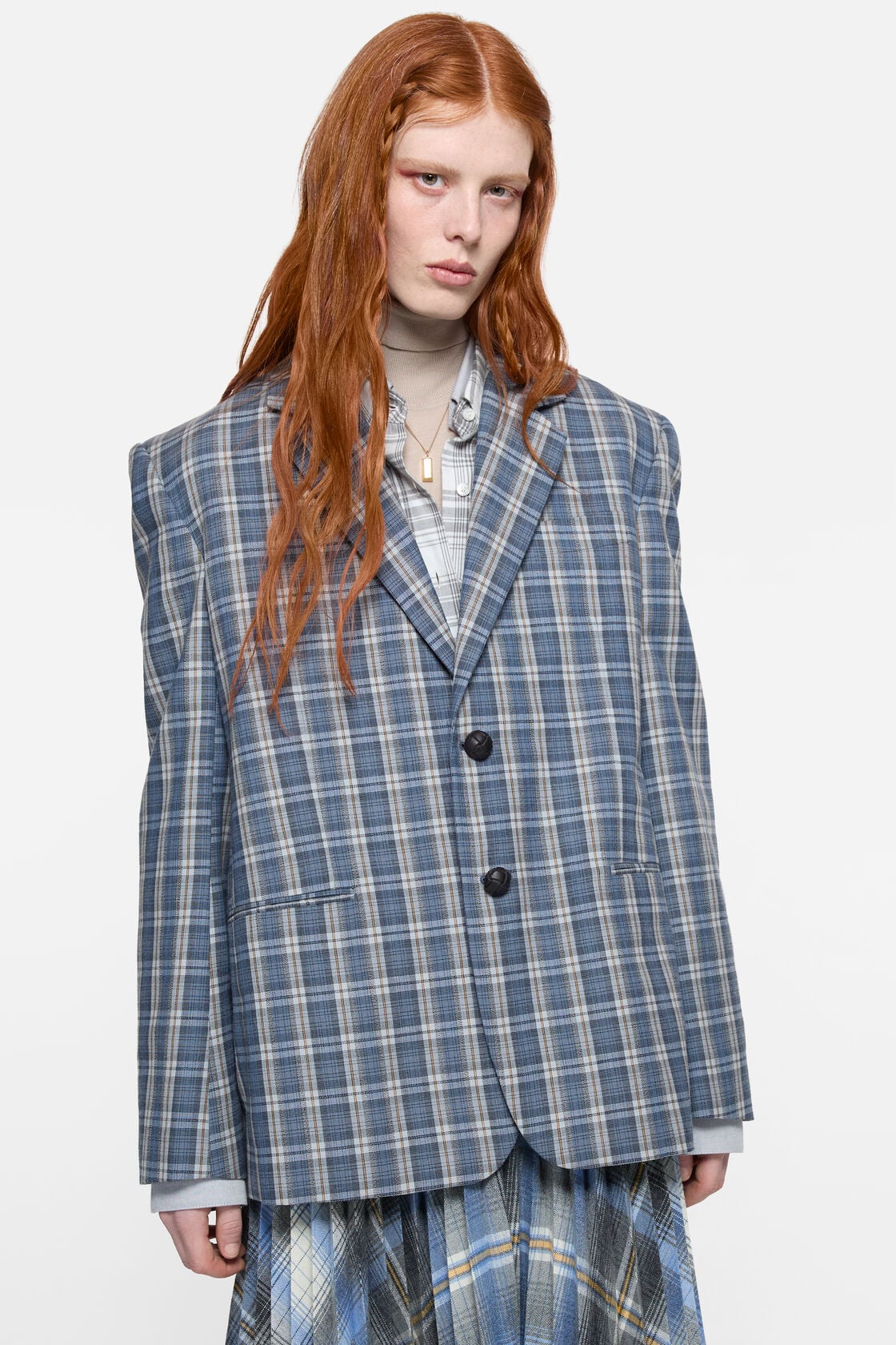Checked wool suit jacket, Blue/yellow, 2000x