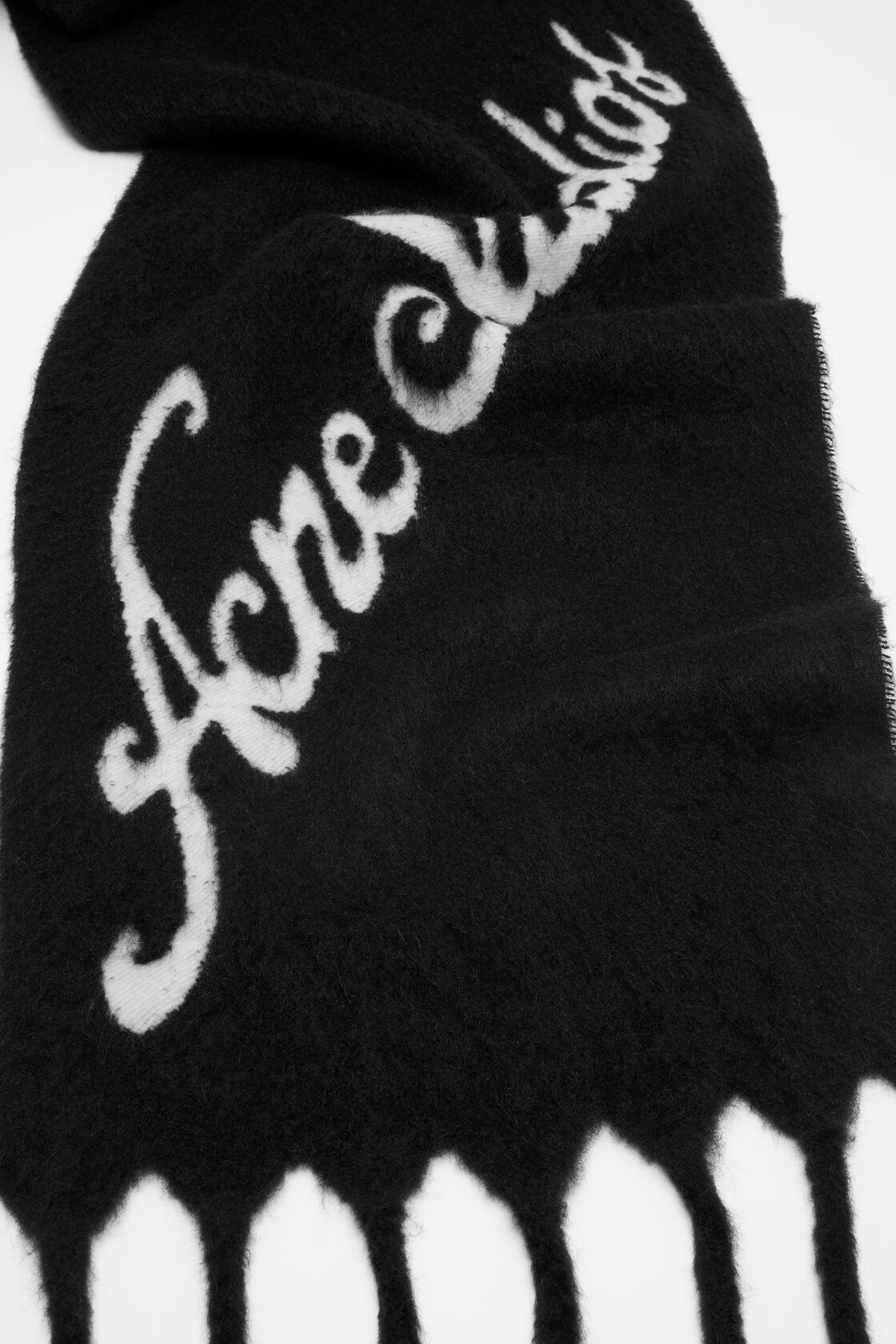 ウールロゴスカーフ, ブラック/グレー, 2000x