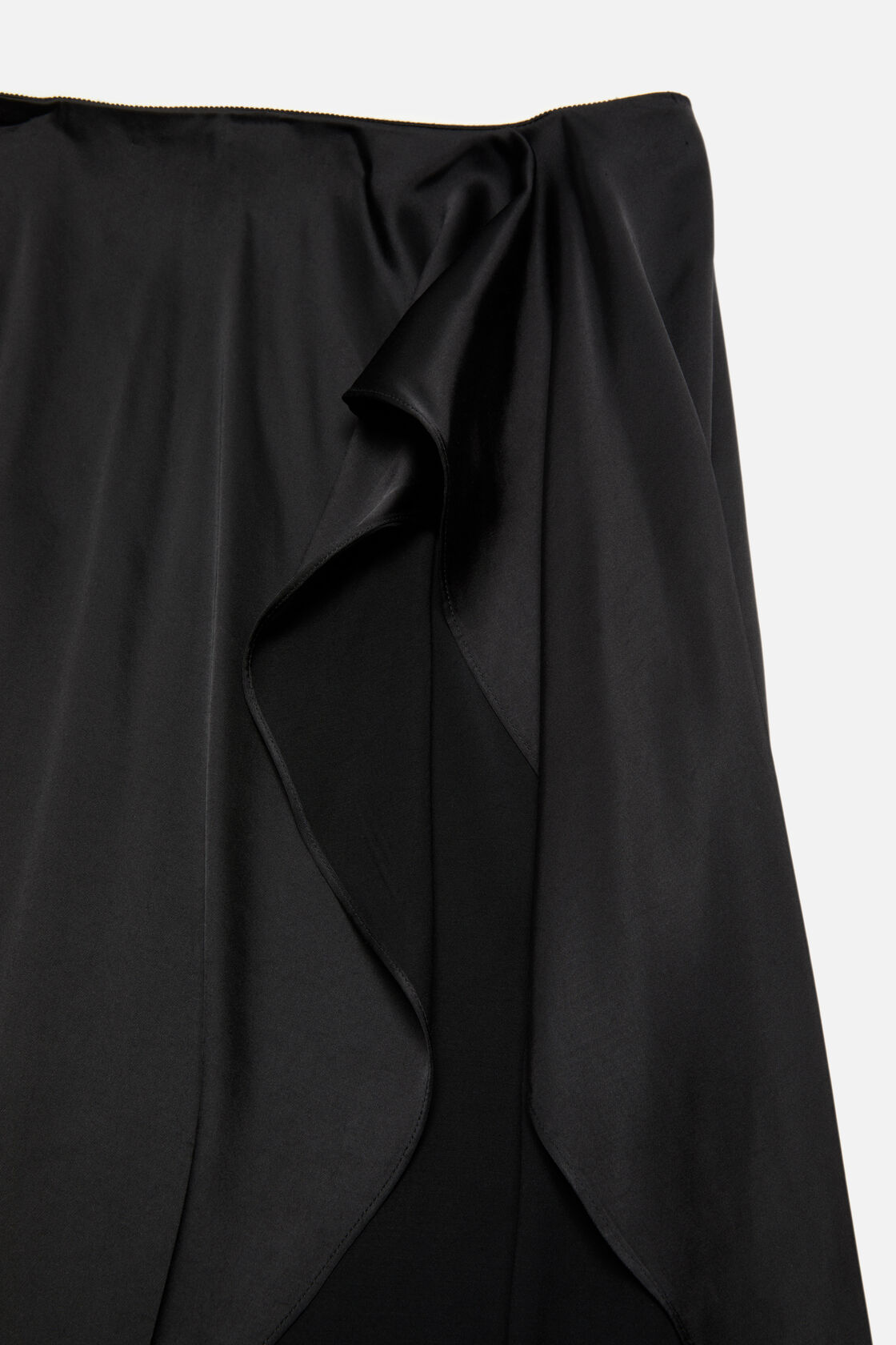 Satin ruffle skirt, Black, 2000x