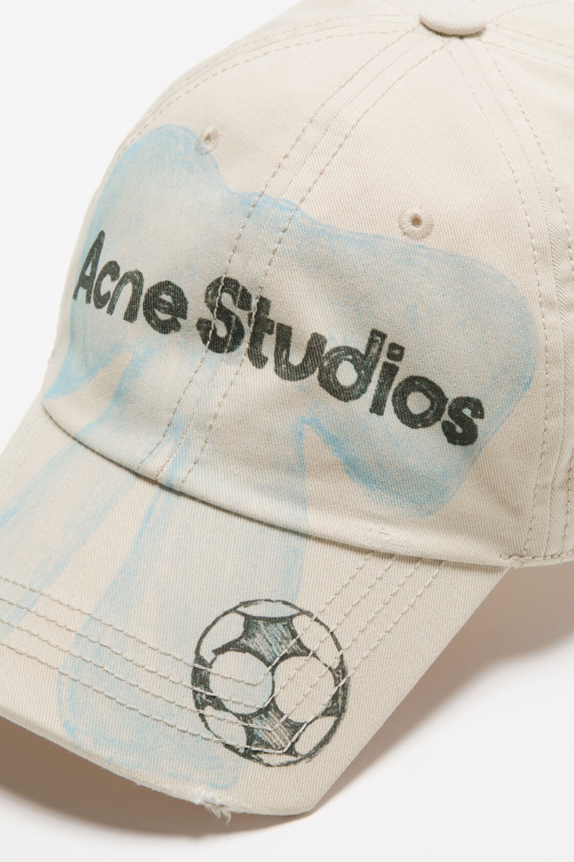 Distressed bow logo cap, Oat beige, 2000x