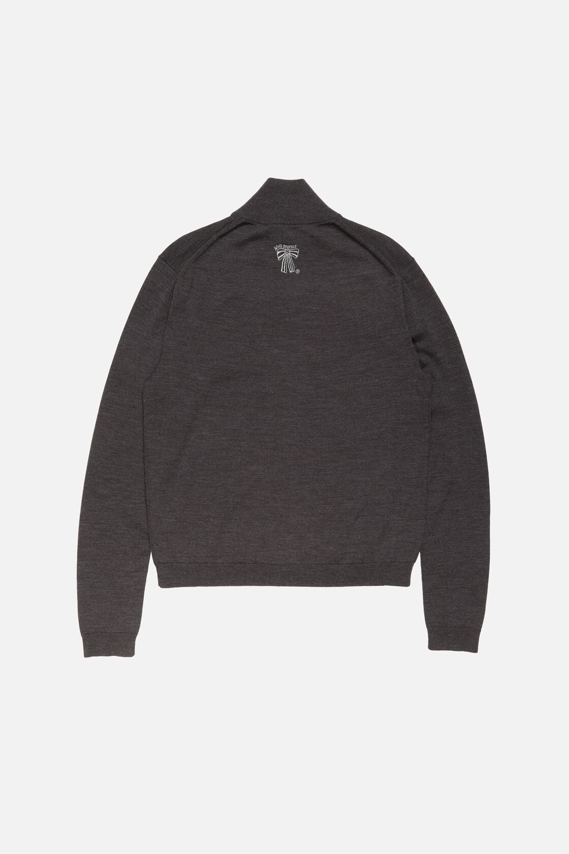 Zip-up bow logo cardigan, Anthracite grey, 2000x