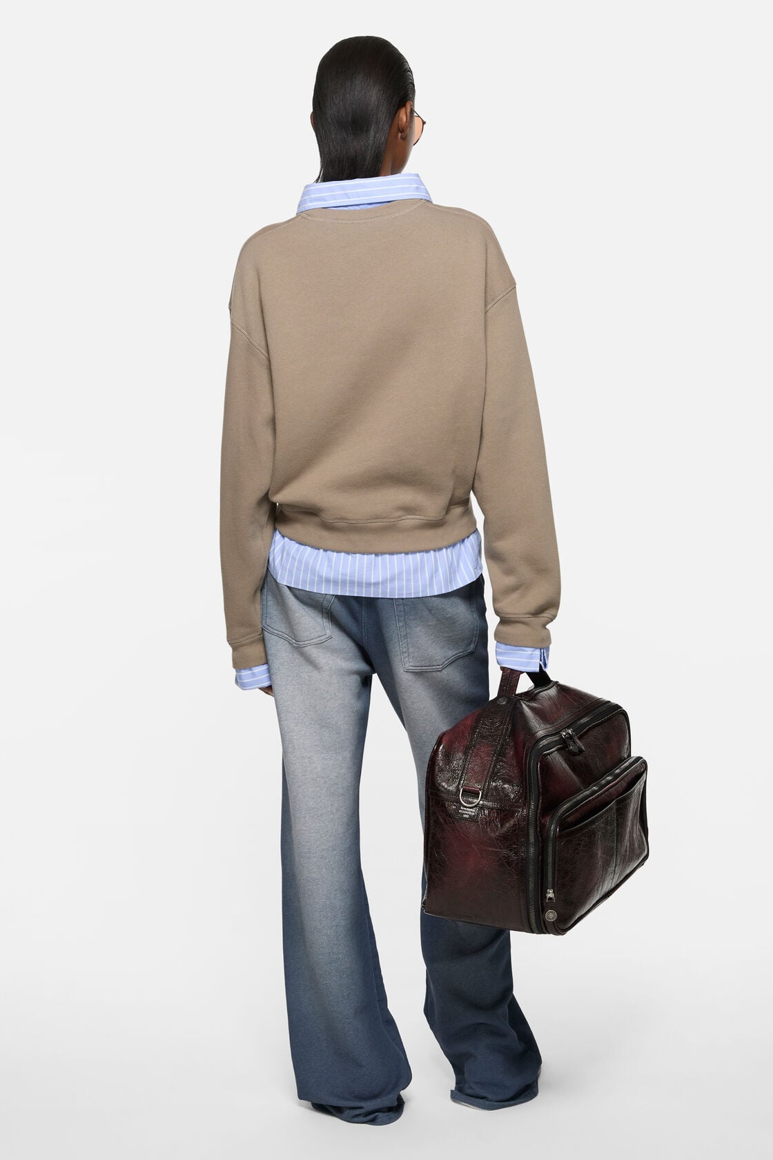 Layered sweatshirt, Beige/blue, 2000x