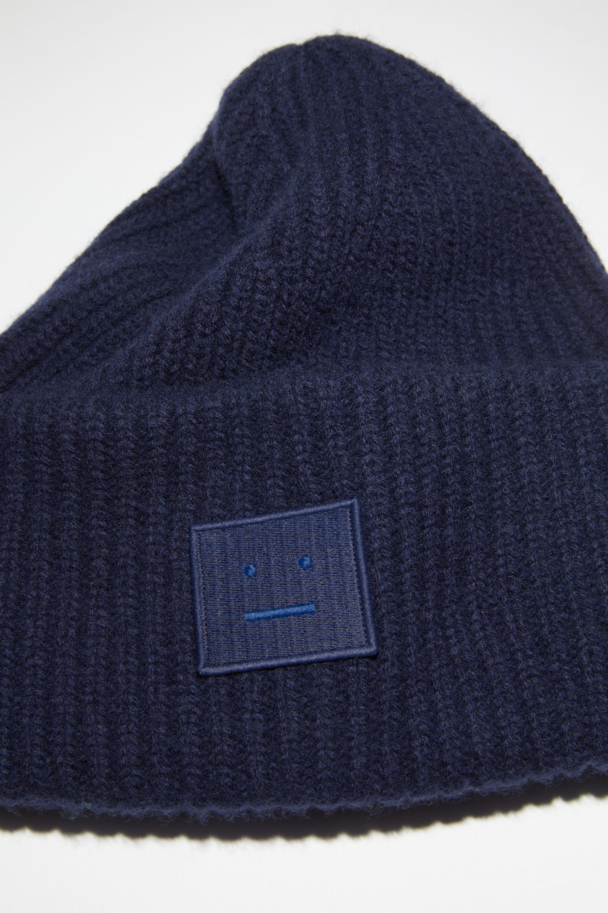 Blue Womens Accessories Hats Acne Studios Wool Face Logo Beanie Hat in Navy 