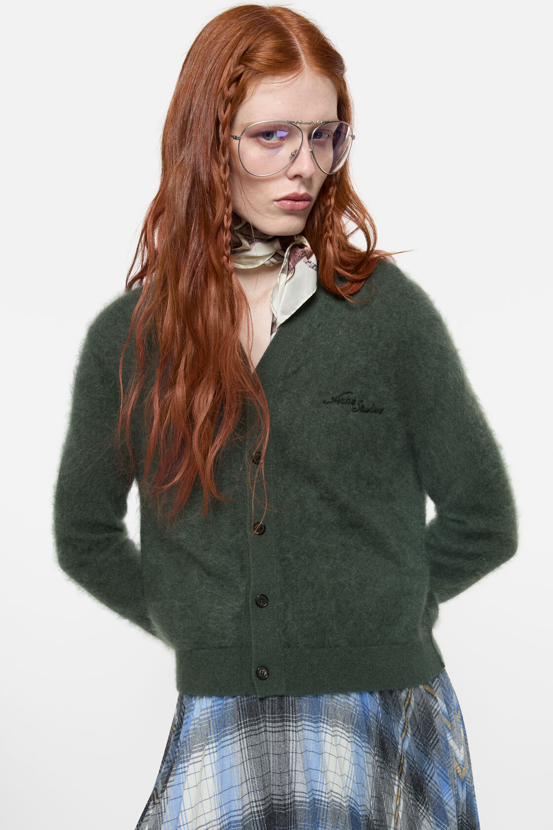 Cashmere cardigan, Dark green, 2000x