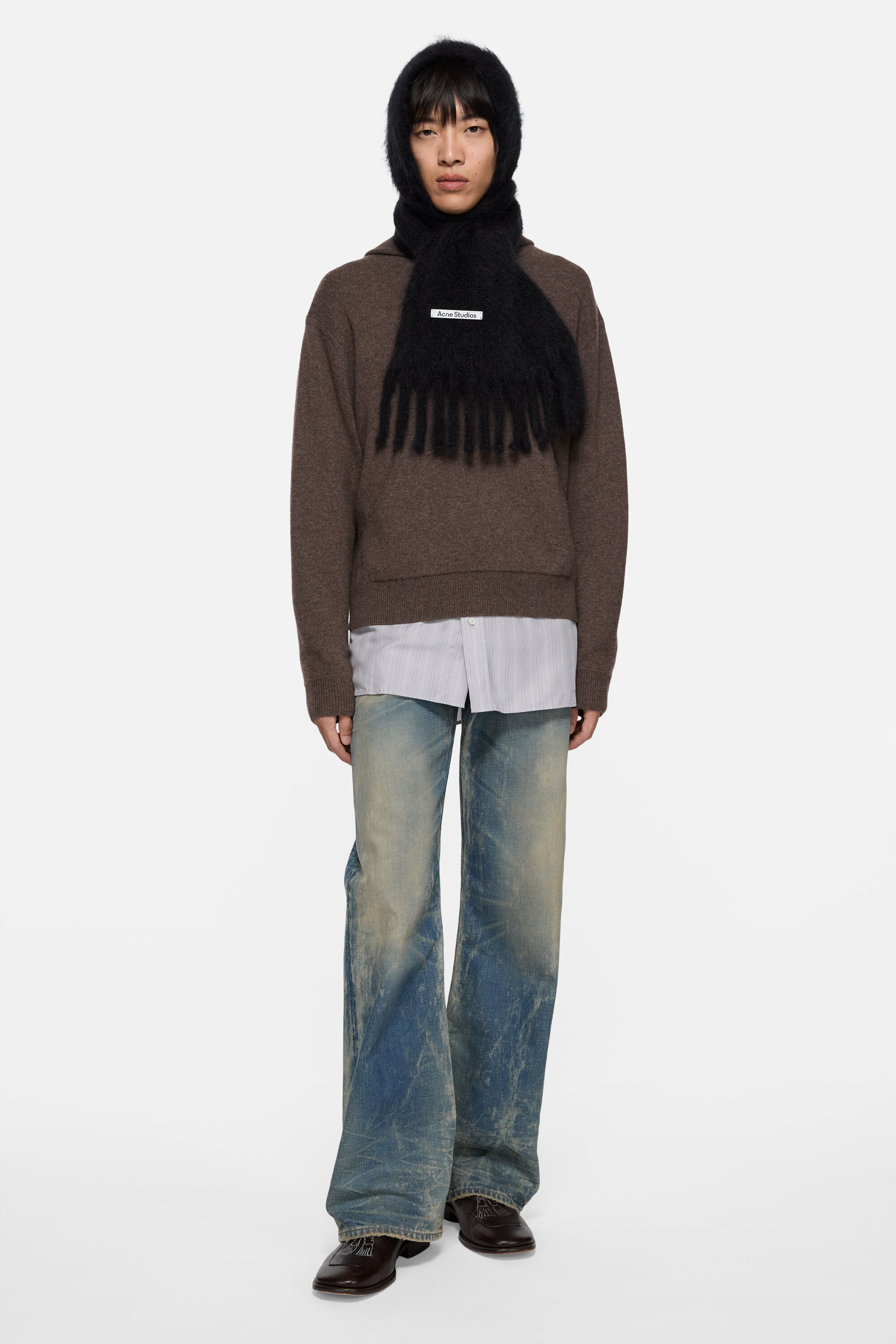 Acne Studios - Mohair scarf with hood - Black