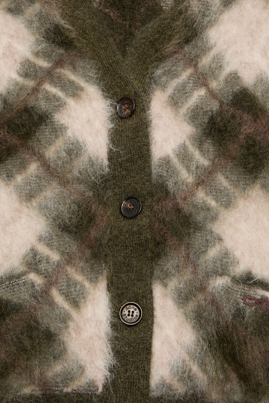 Mohair v-neck cardigan, Olive green/multi, 2000x