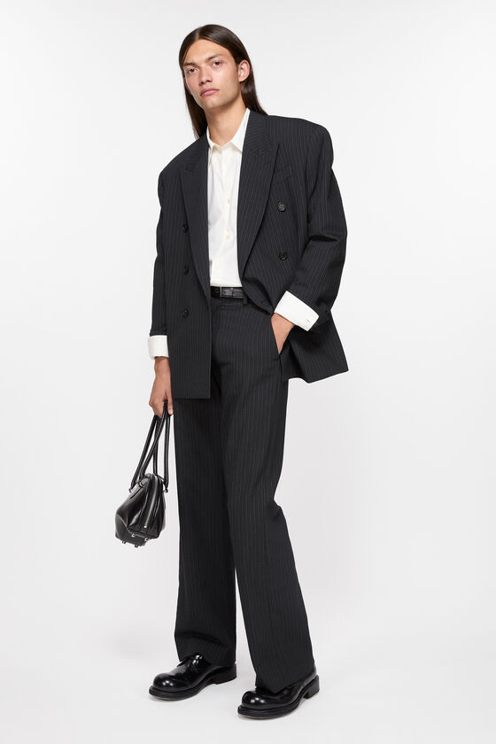 Acne Studios - ピンストライプウールブレンドトラウザーズ - ブラック
