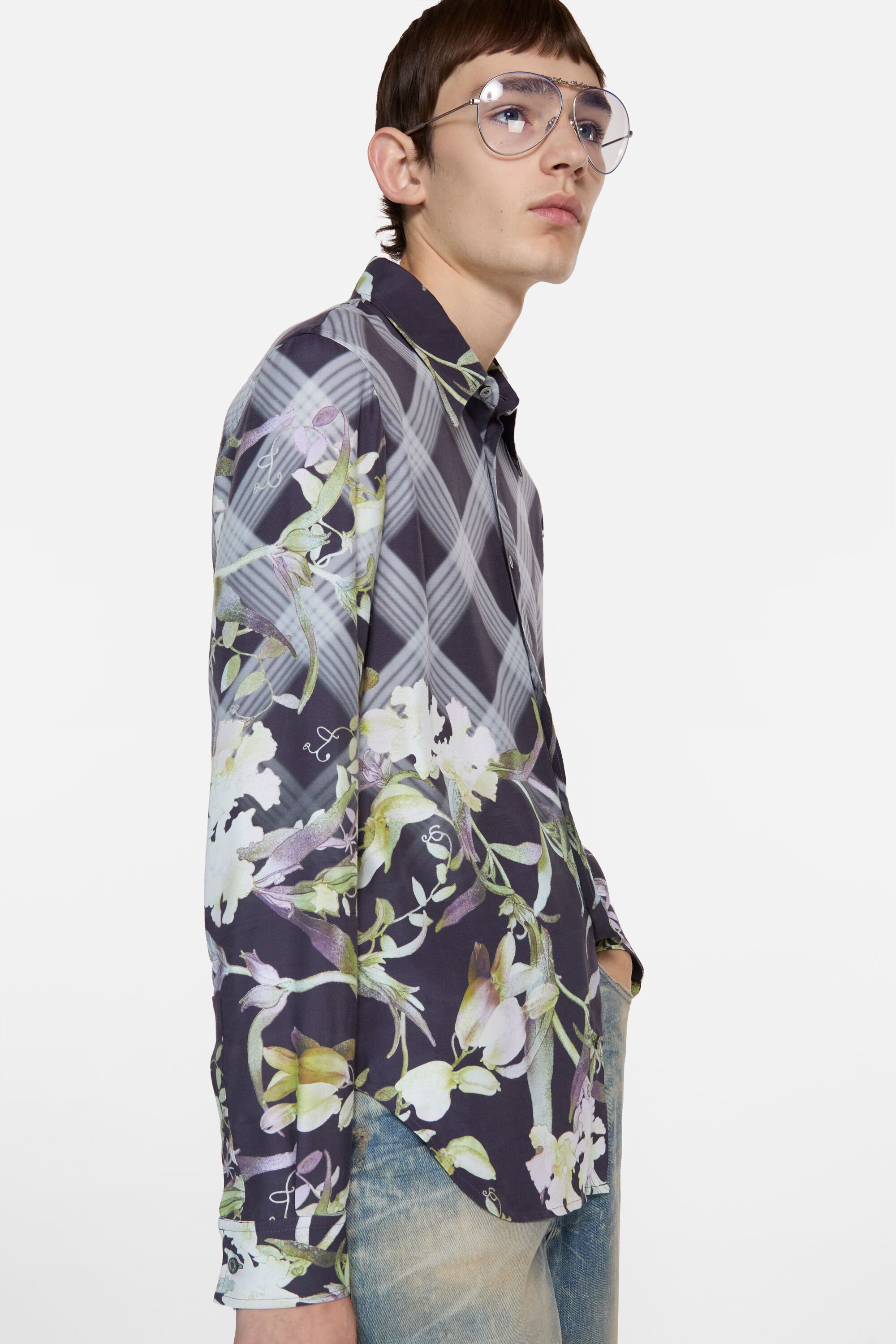 Acne Studios - プリント ボタンアップシャツ - ネイビーマルチ Acne Studios - プリント ボタンアップシャツ - ネイビーマルチ