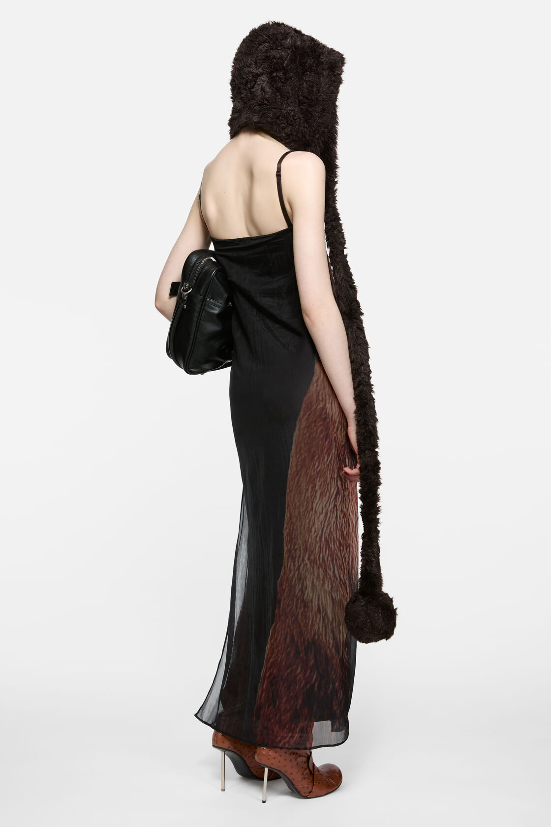 Sheer printed dress, Black/brown, 2000x