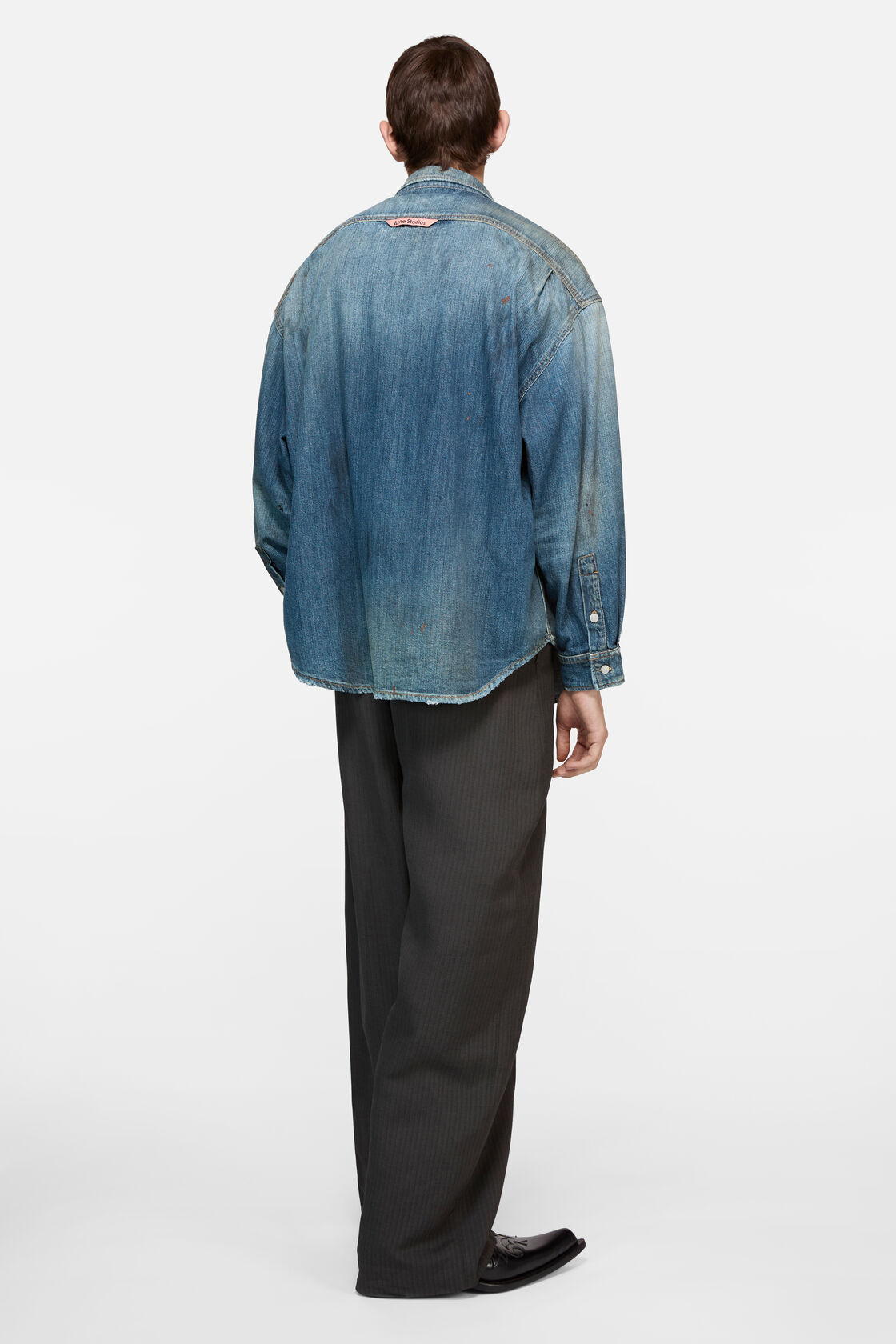 Denim button-up shirt, Mid Blue, 2000x