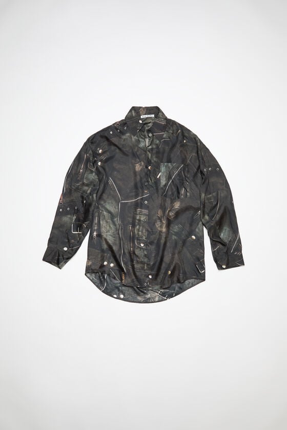 Acne Studios - Bedrucktes Seidenhemd - Ausgebleichtes Schwarz