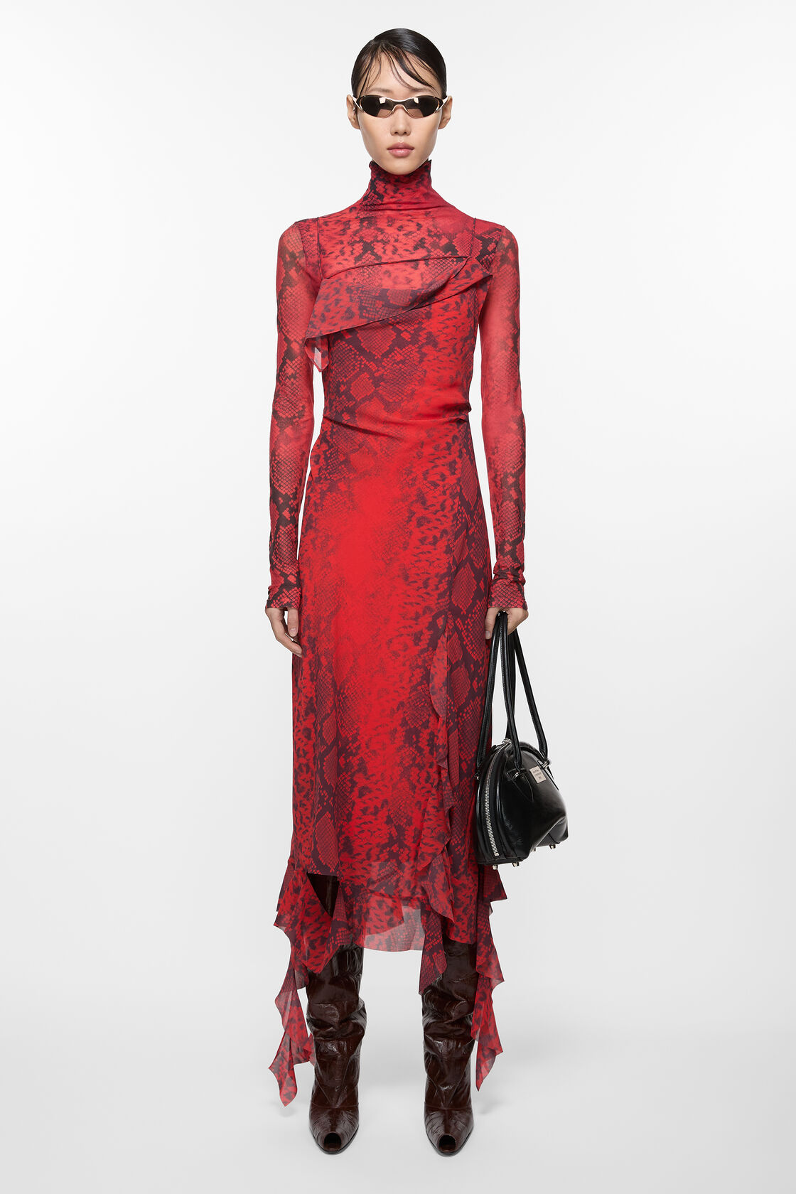 Ruffle strap dress, Fire red, 2000x