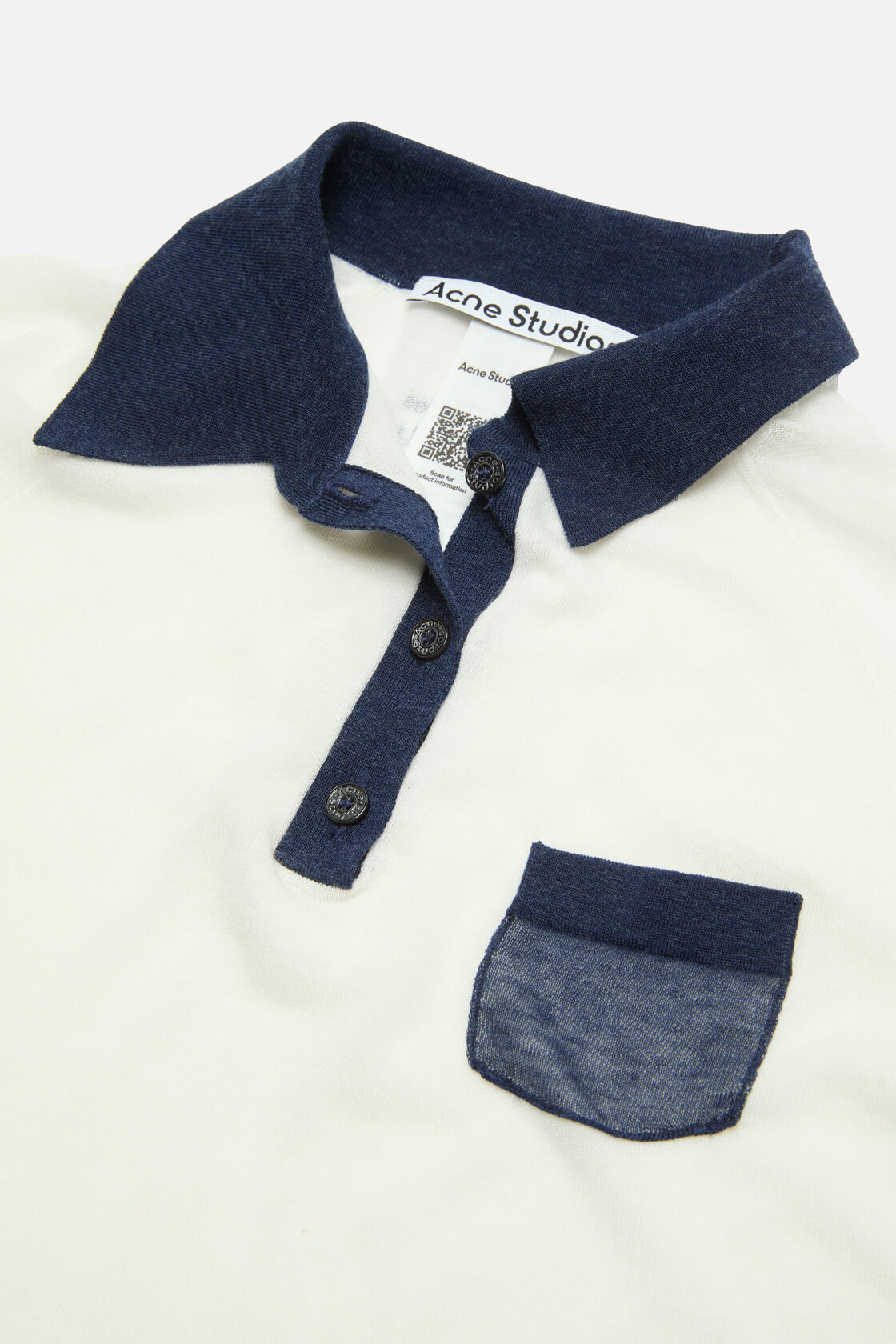 半袖Vネックセーター, ホワイト/ネイビー, 2000x