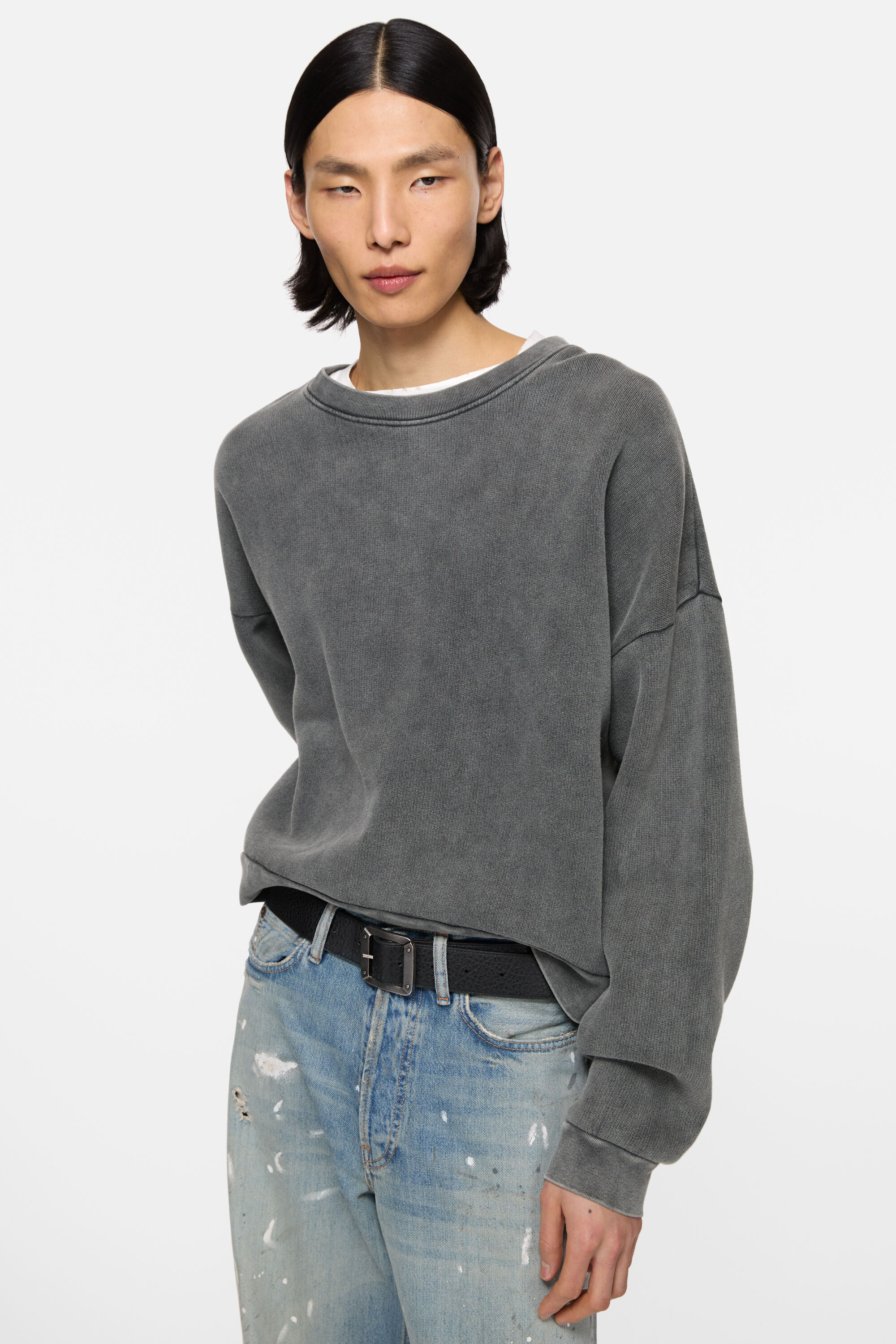 Acne Studios - Rubber logo fleece sweatshirt - Faded black