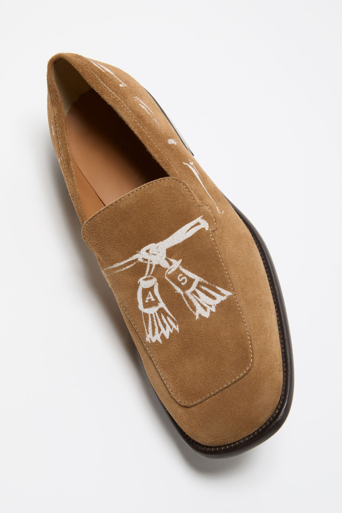 Printed suede loafers, Light brown, 2000x
