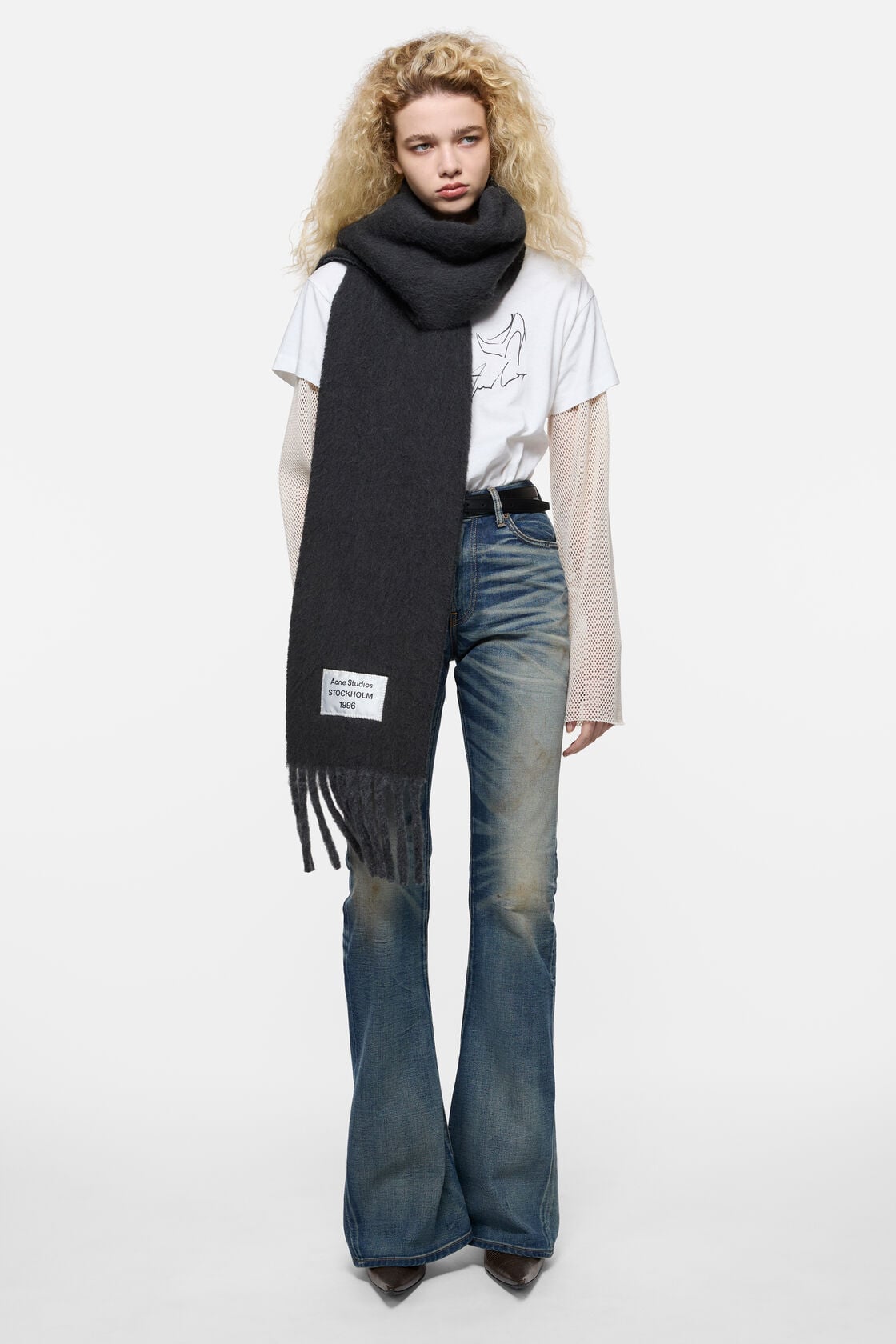 Bicolour Alpaca Scarf, Anthracite/grey, 2000x