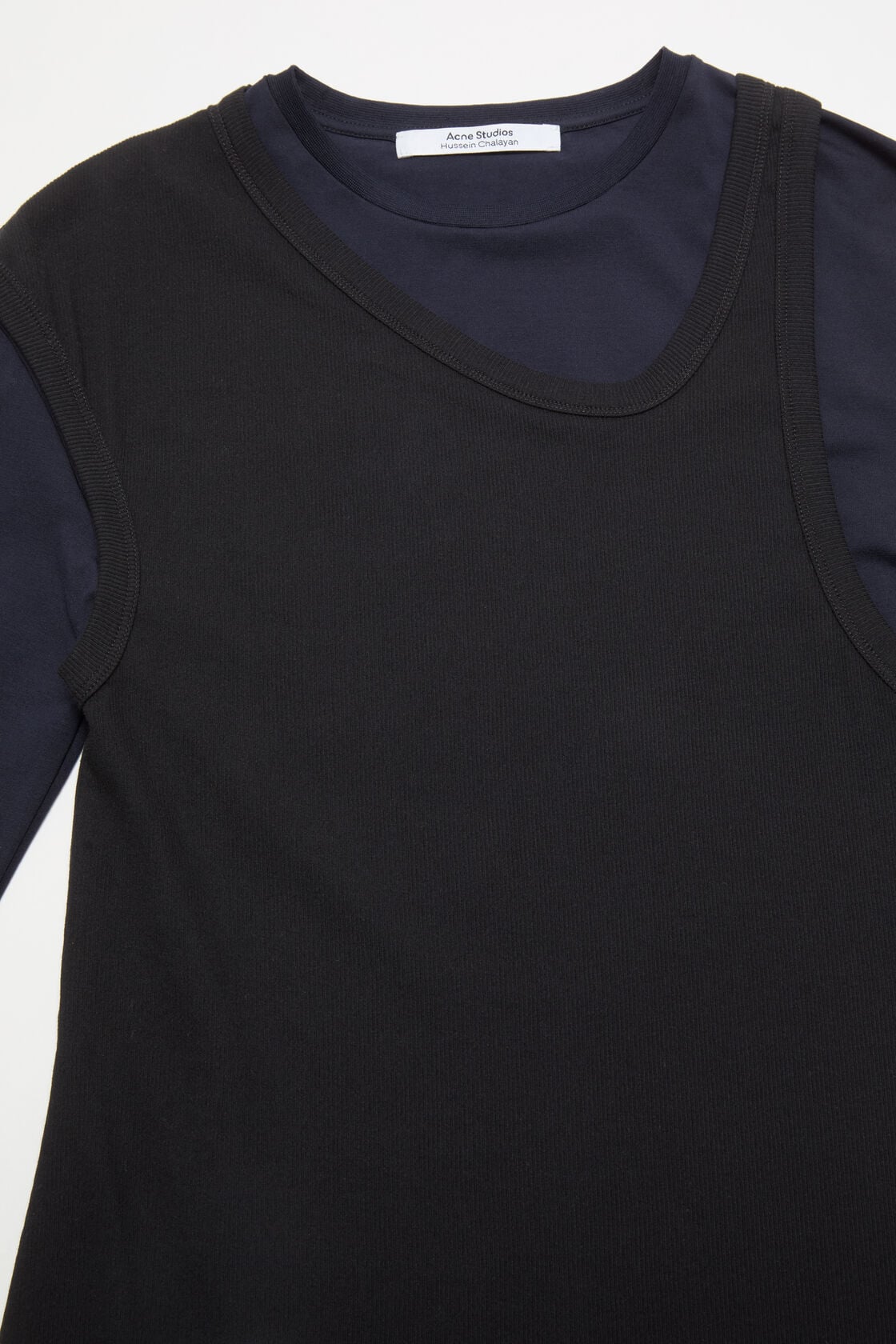 Layered Cotton Mini Dress, Navy/black, 2000x