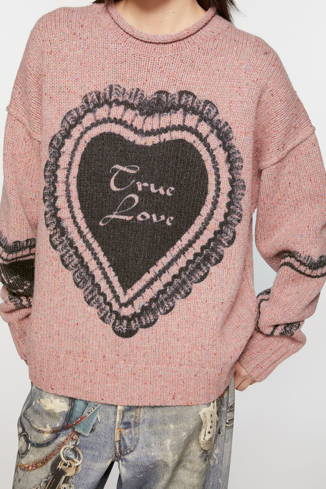 Printed wool blend jumper, Faded pink, 2000x