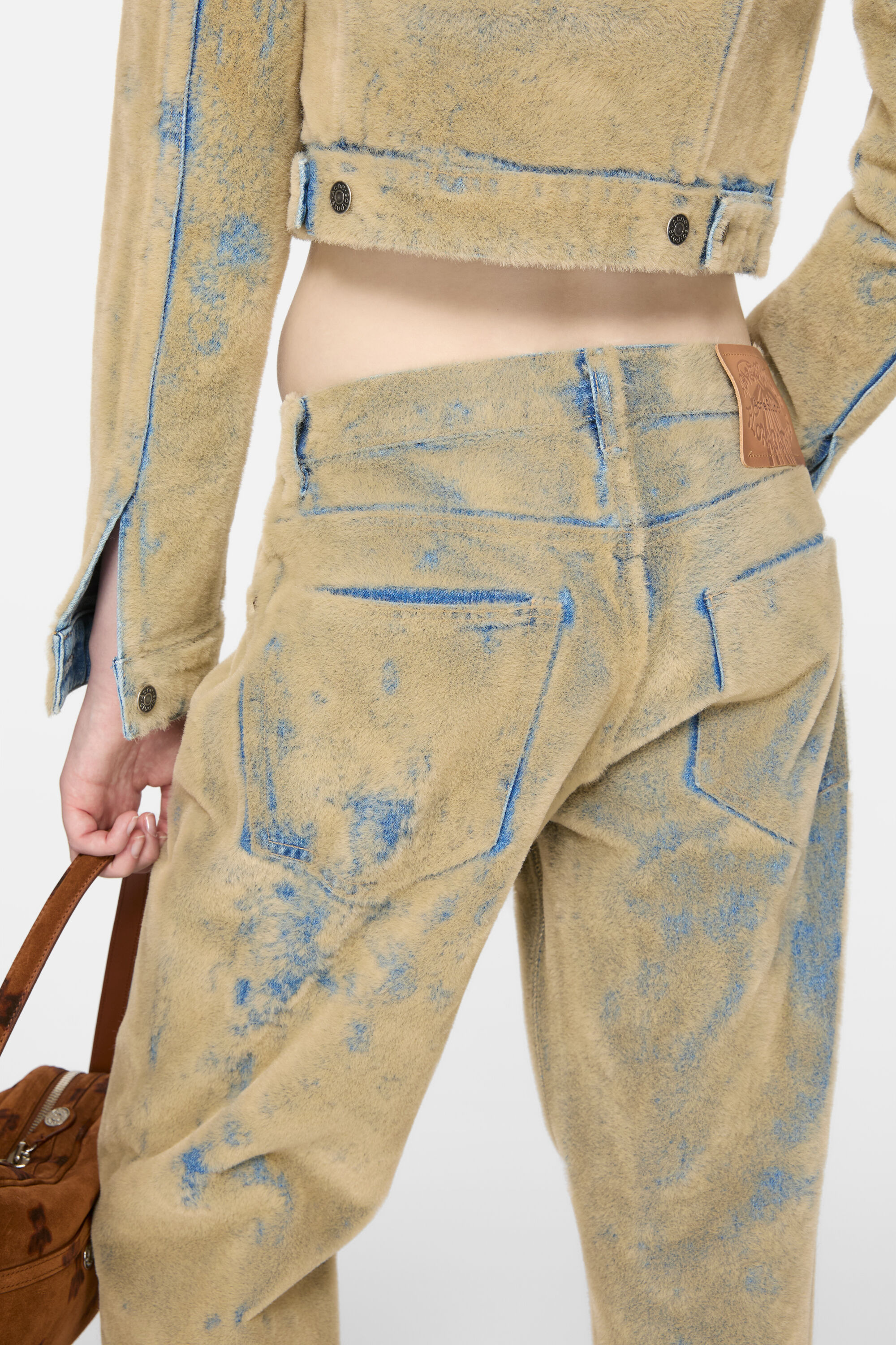 acne セカンドスキン Acne Studios - Flocked denim trousers - Loose fit - Blue/beige