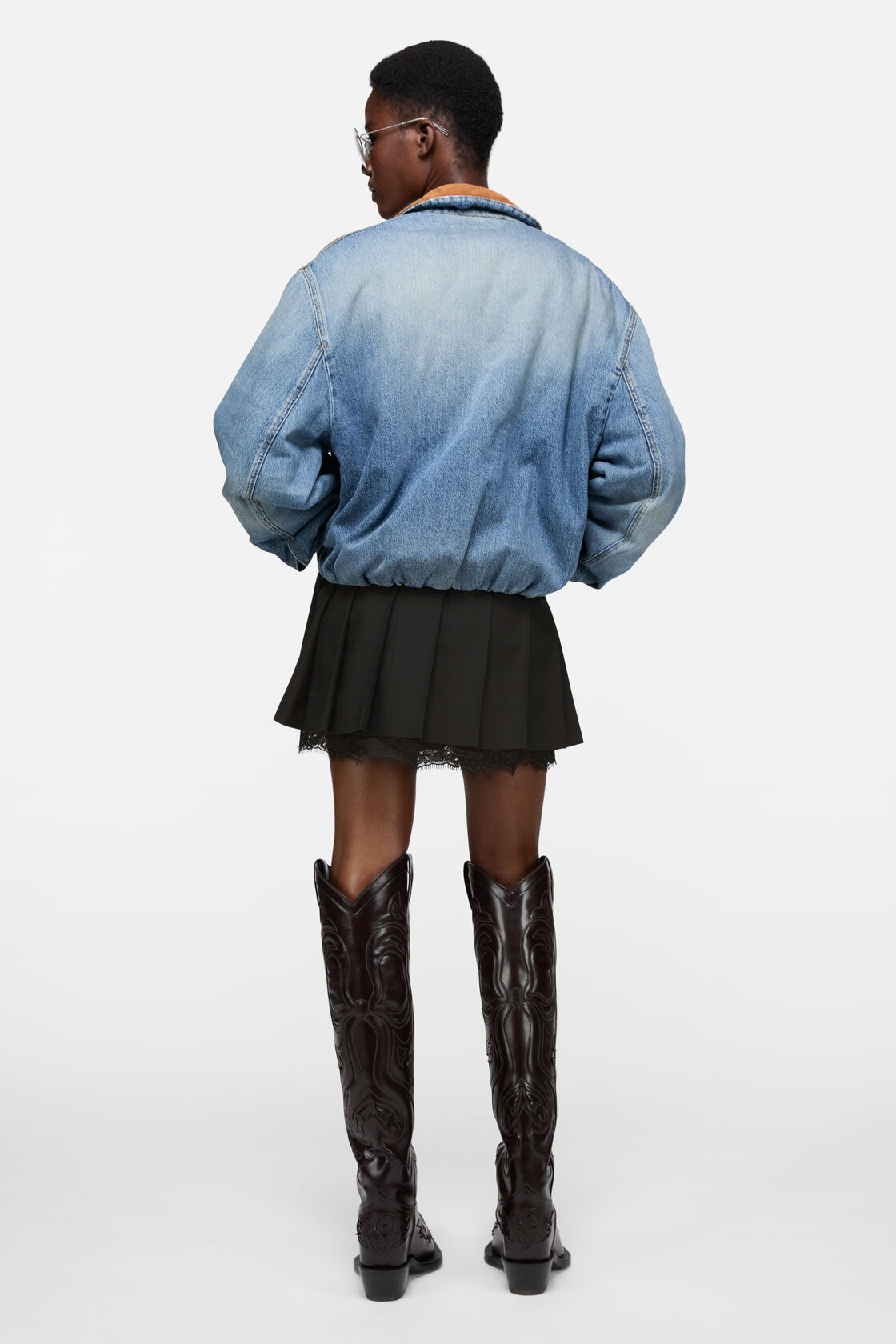 Mini pleated skirt, Black, 2000x