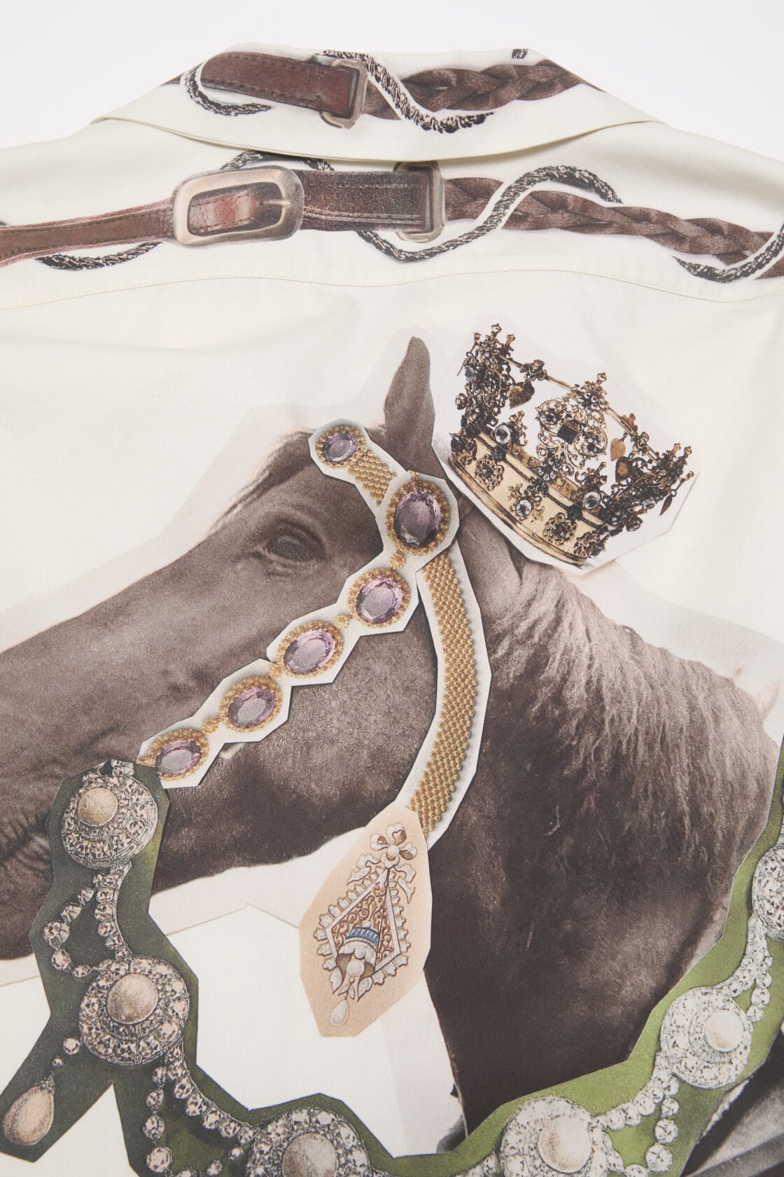 Horse print overshirt, White/brown, 2000x