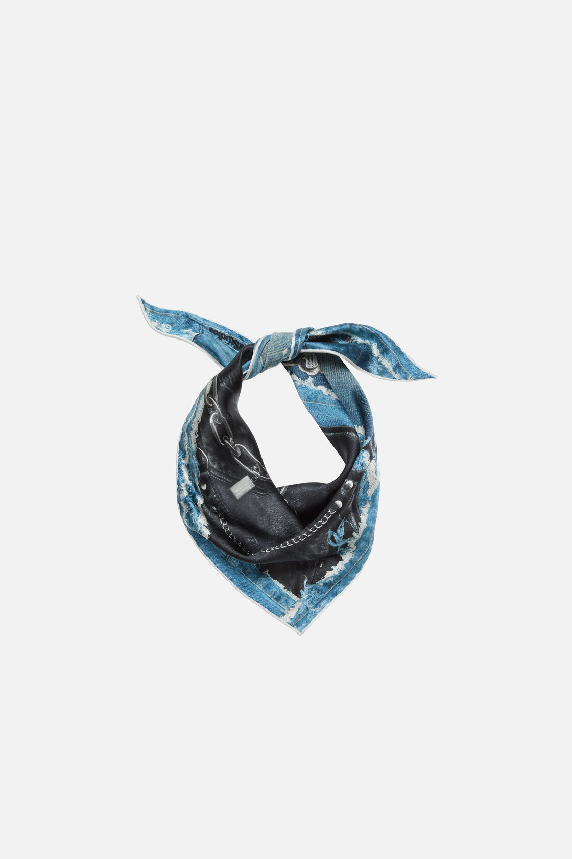 Printed silk scarf, Black/blue, 2000x