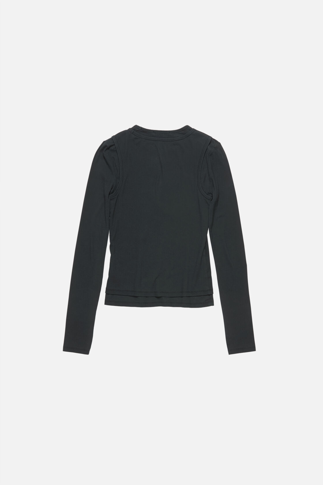 긴 소매 레이어드 티셔츠, 블랙, 2000x