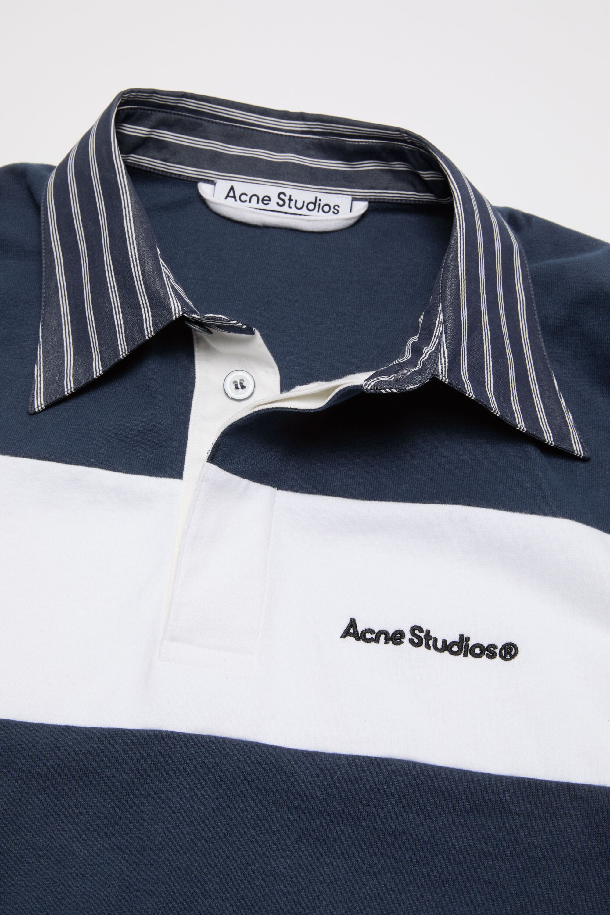 Acne Studios - ストライプポロスウェットシャツ - ネイビー/ホワイト