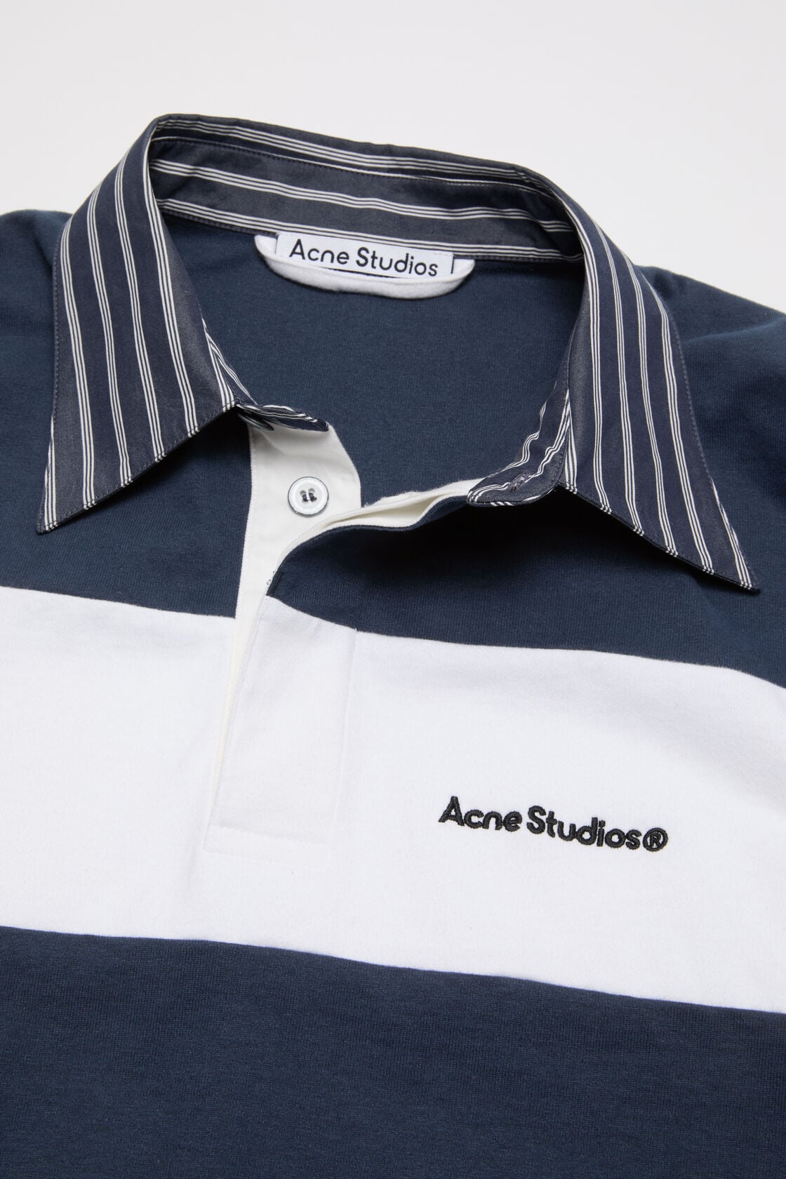 Striped polo sweatshirt, Navy/white, 2000x