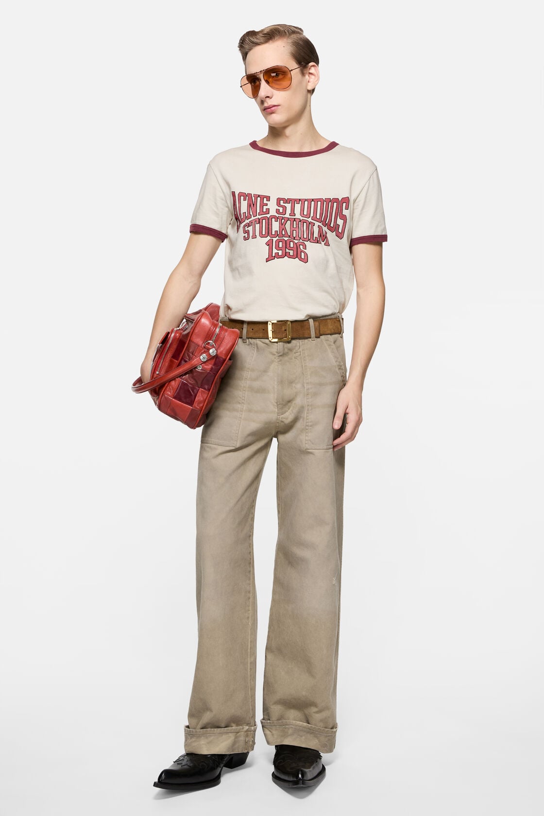 Graphic t-shirt, Off white/burgundy, 2000x