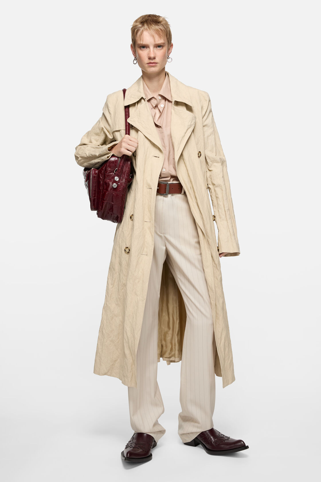 Crinkled trenchcoat, Beige, 2000x