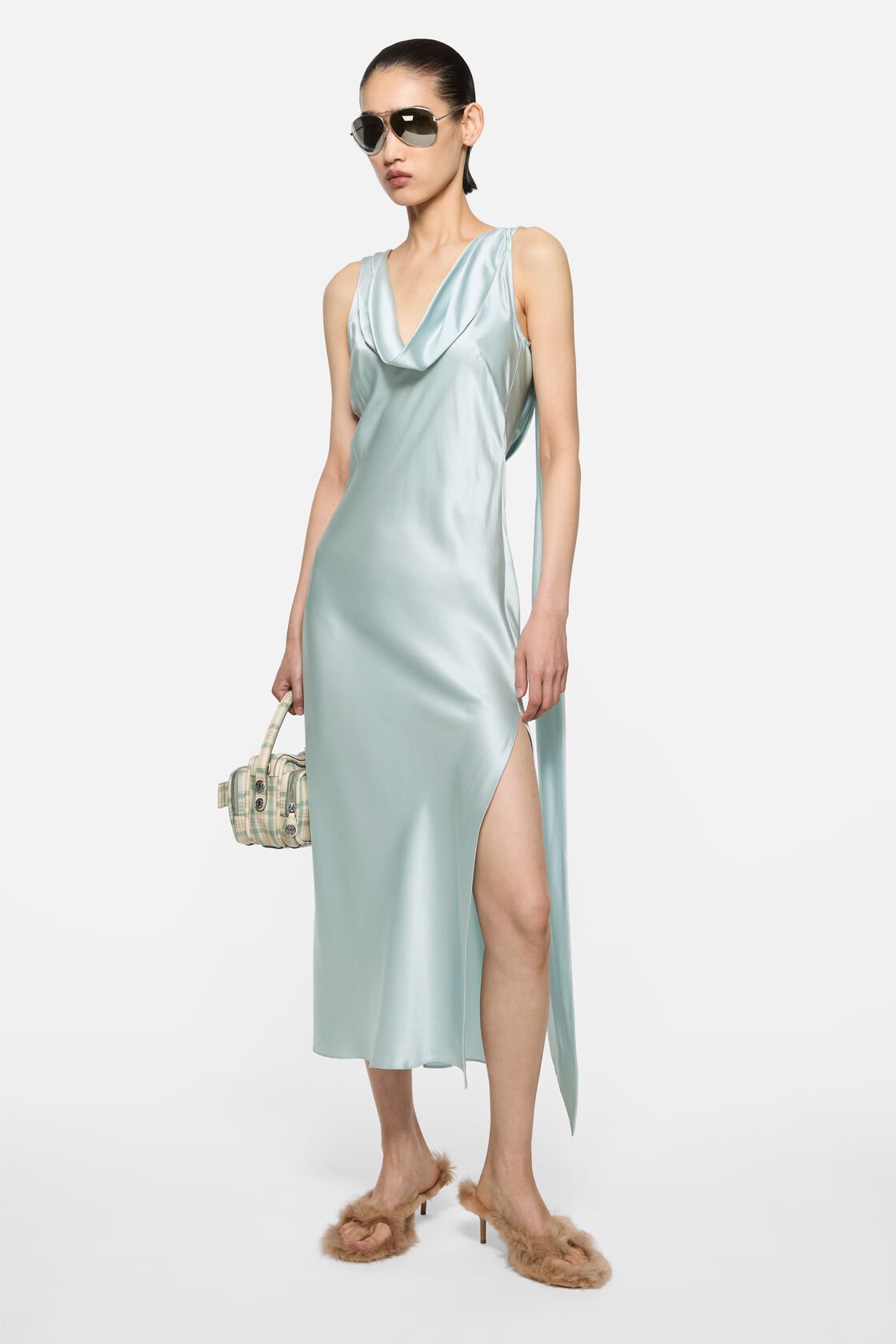 Silk tunic dress, Light blue, 2000x
