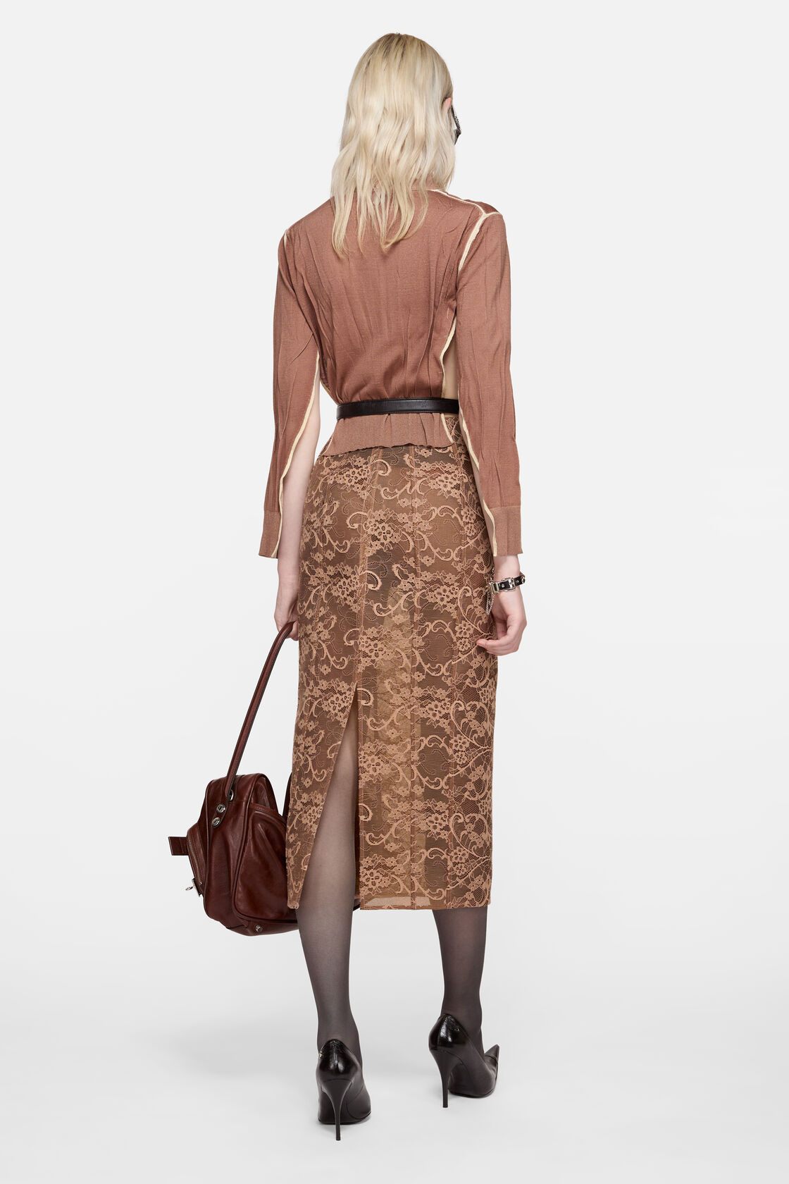 Lace midi skirt, Bronze Brown, 2000x