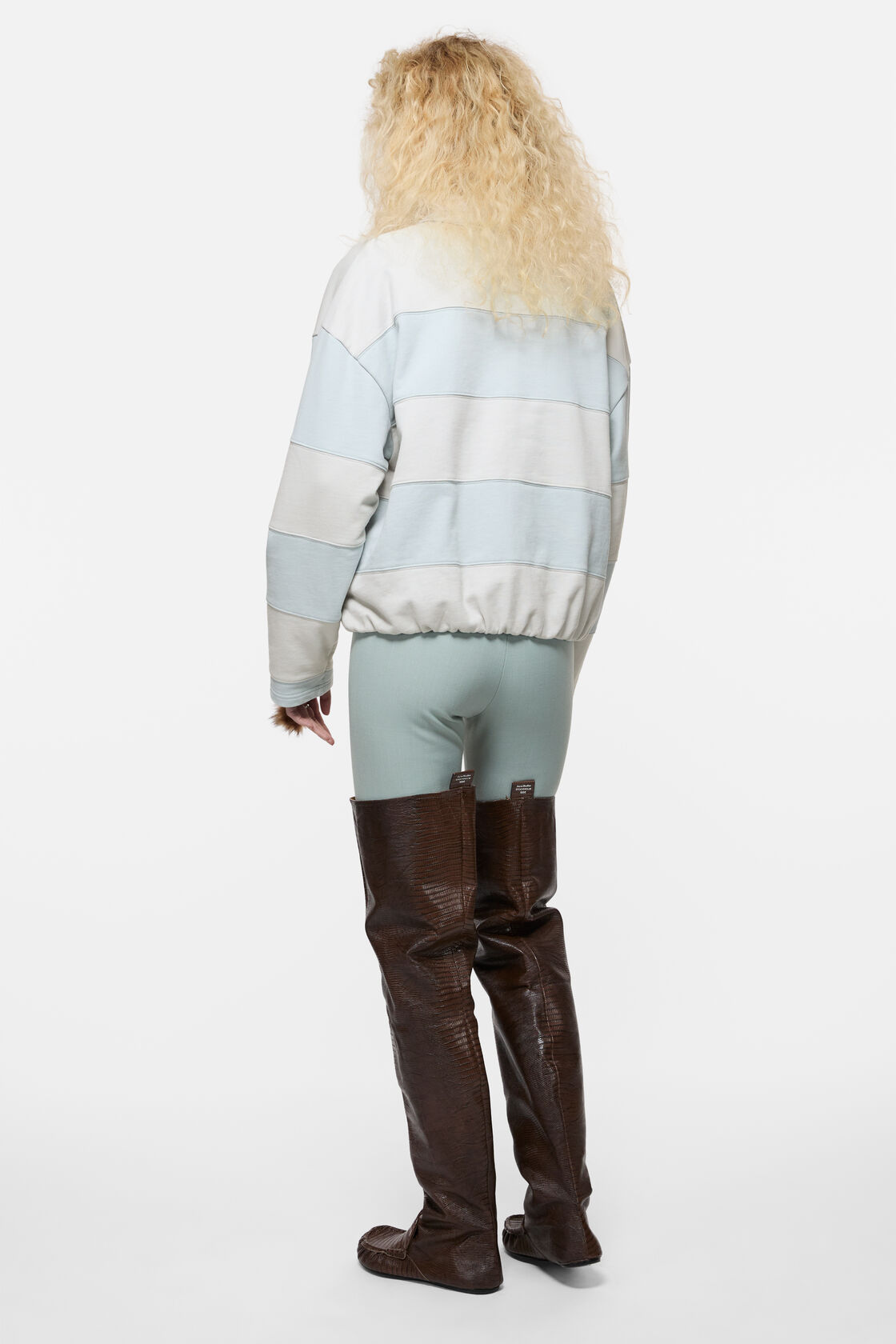 Striped polo sweatshirt, Light blue/grey, 2000x