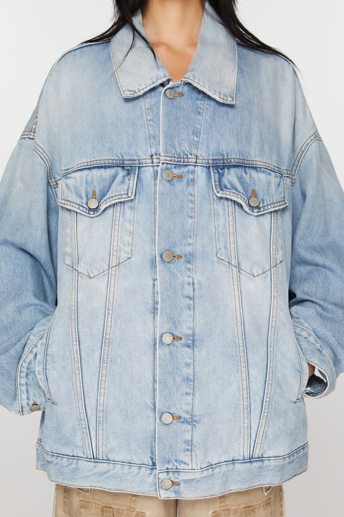 Denim jacket - Oversized unisex fit, Light blue, 2000x