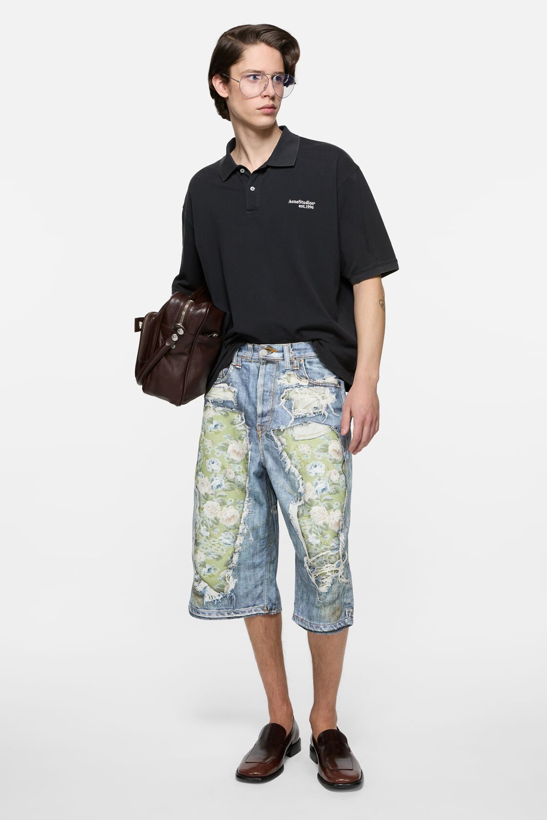 Trompe-l&rsquo;&oelig;il denim shorts, Blue/green, 2000x