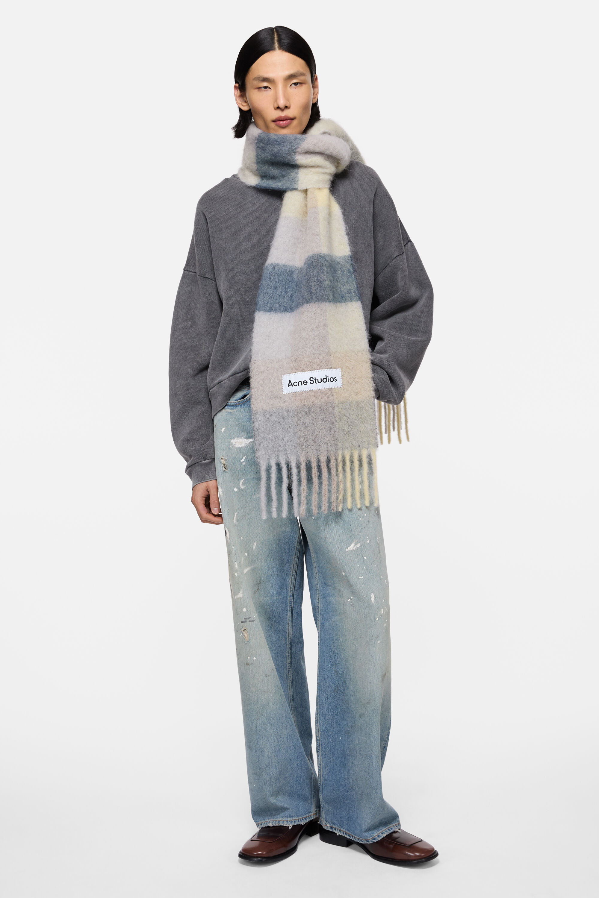 Acne Studios - モヘアチェックスカーフ - バニラ/ベージュ/ラベンダー
