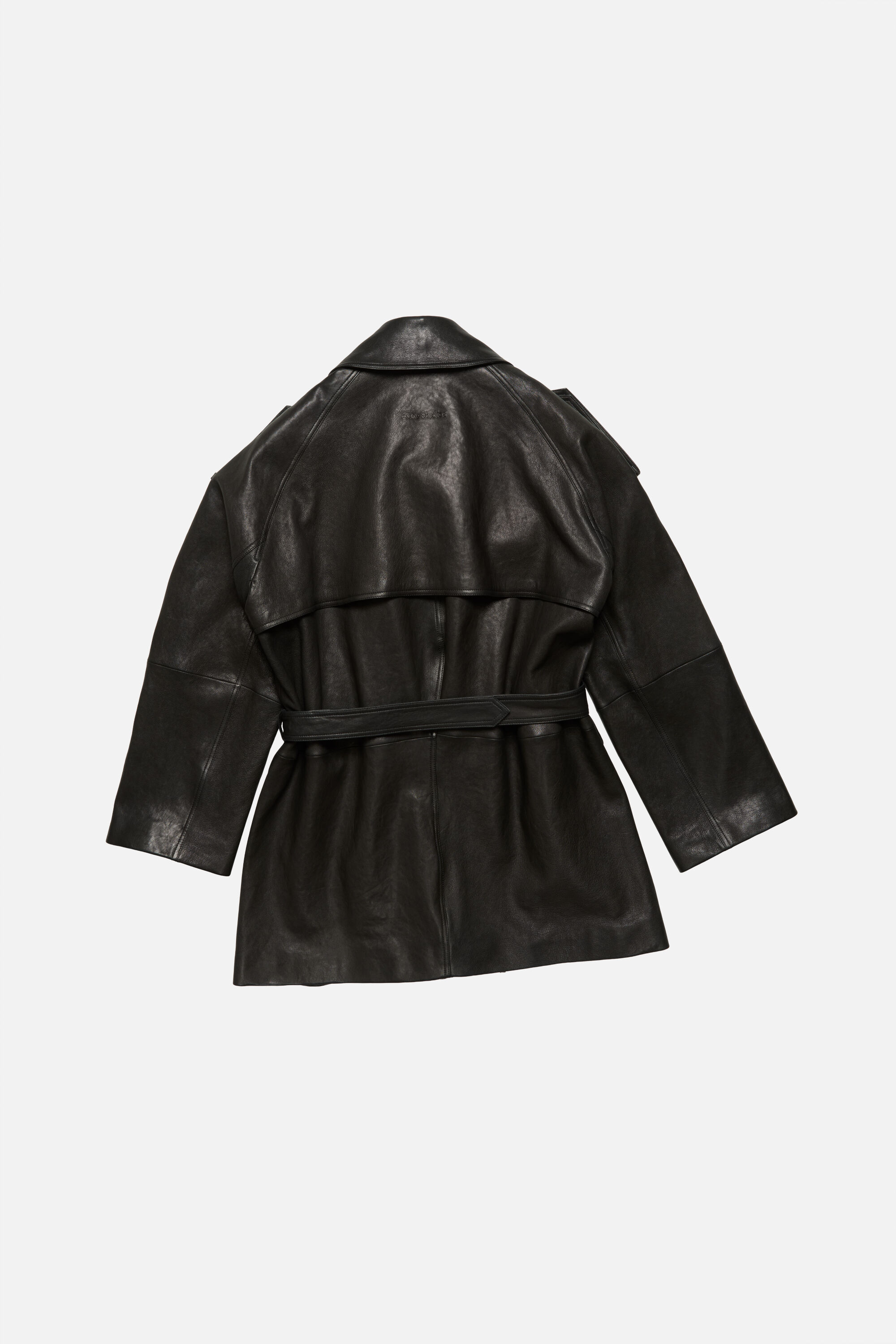 Acne Studios - レザートレンチコート - ブラック
