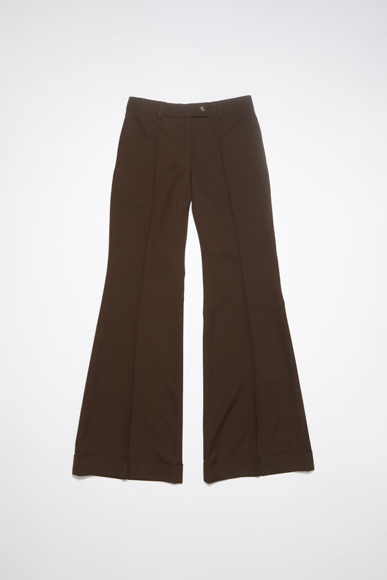 Fitelle Pants Sz 6 Brown Flat Front Flare Polyester Viscose Stretch YGI  V1-611